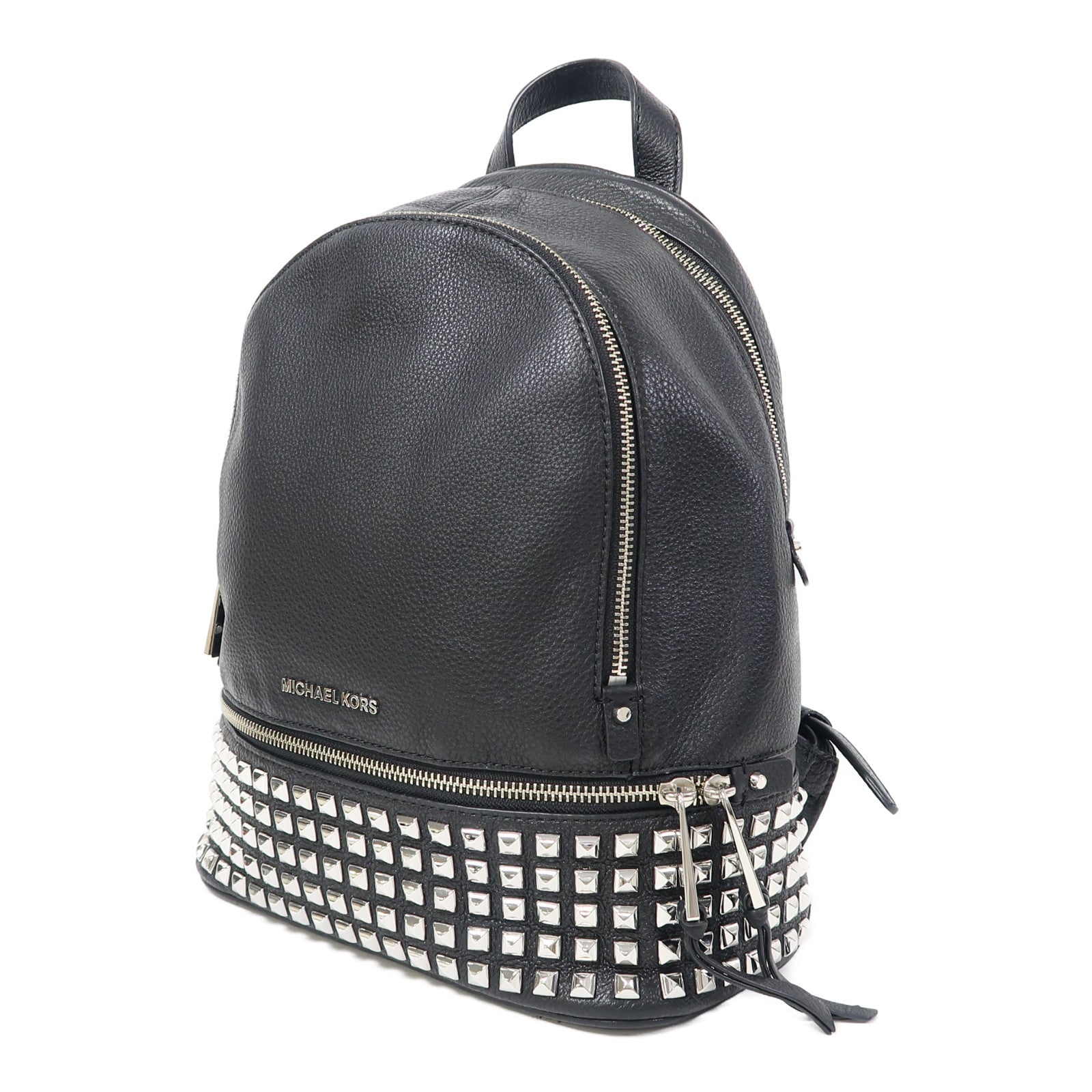 Michael Kors 皮革Backpack銀扣背包黑色