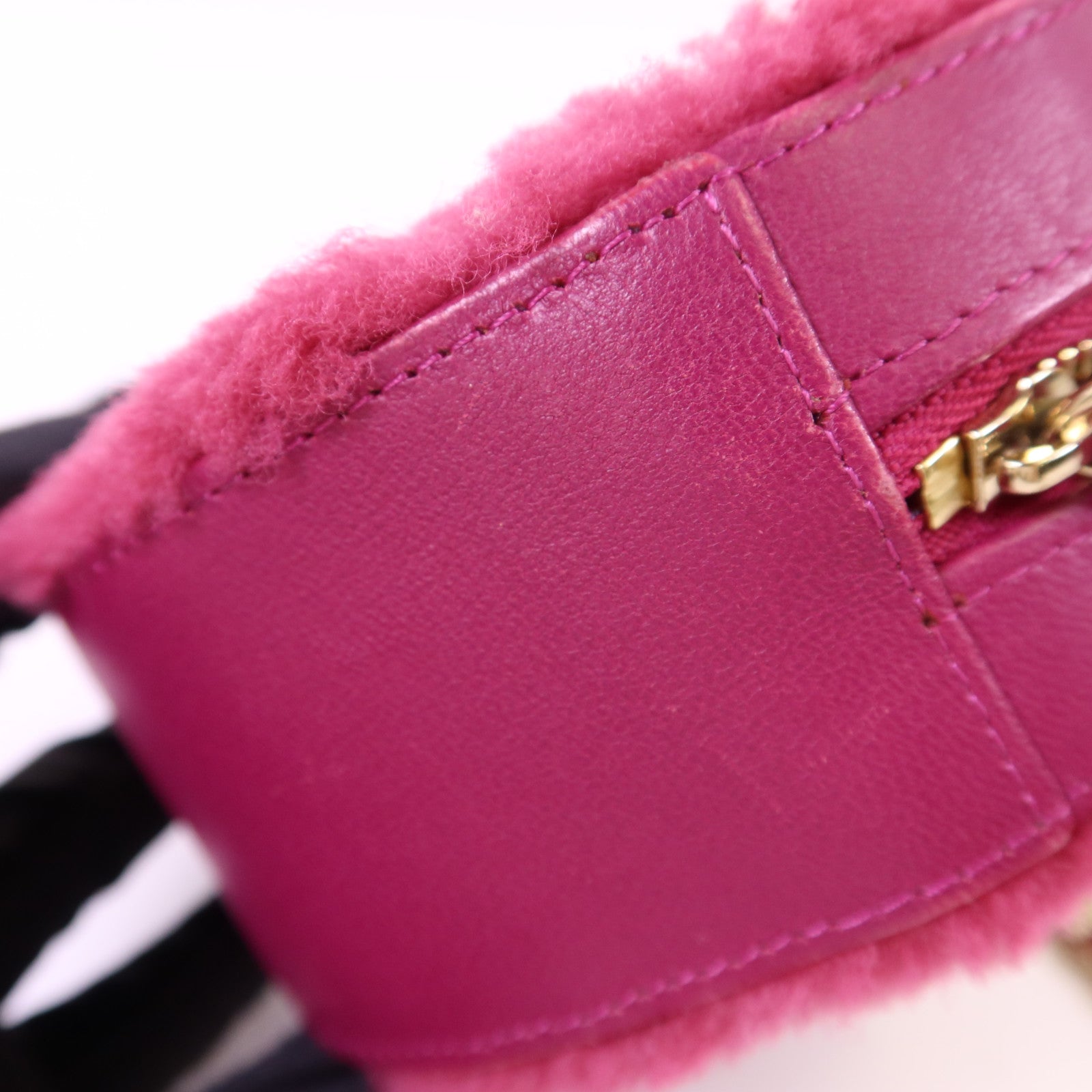 CHANEL 羊毛/牛皮皮革Chain Shoulder Bag金扣鏈帶肩背袋