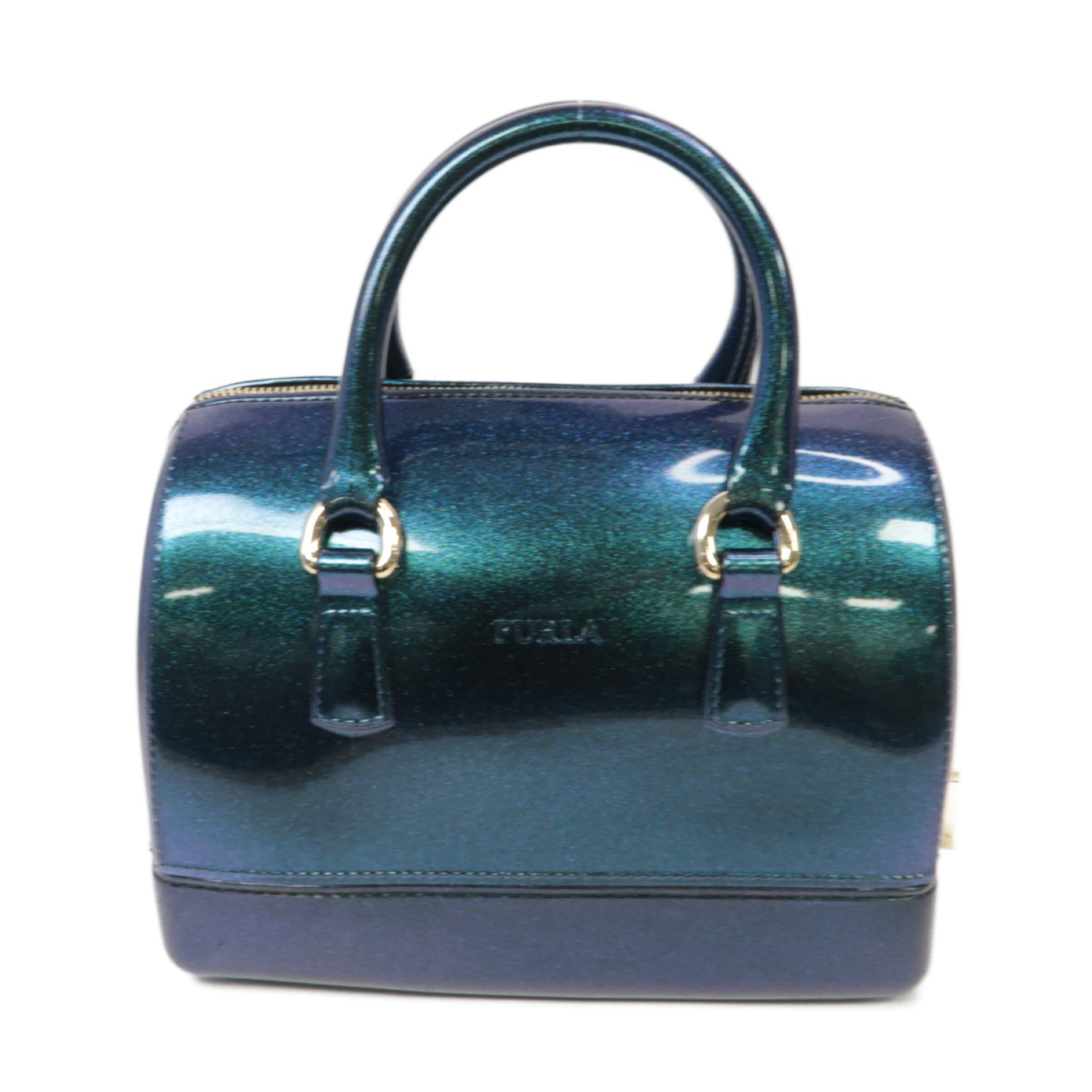 Furla 【激減優惠】PVC Handbag金扣手挽袋藍色