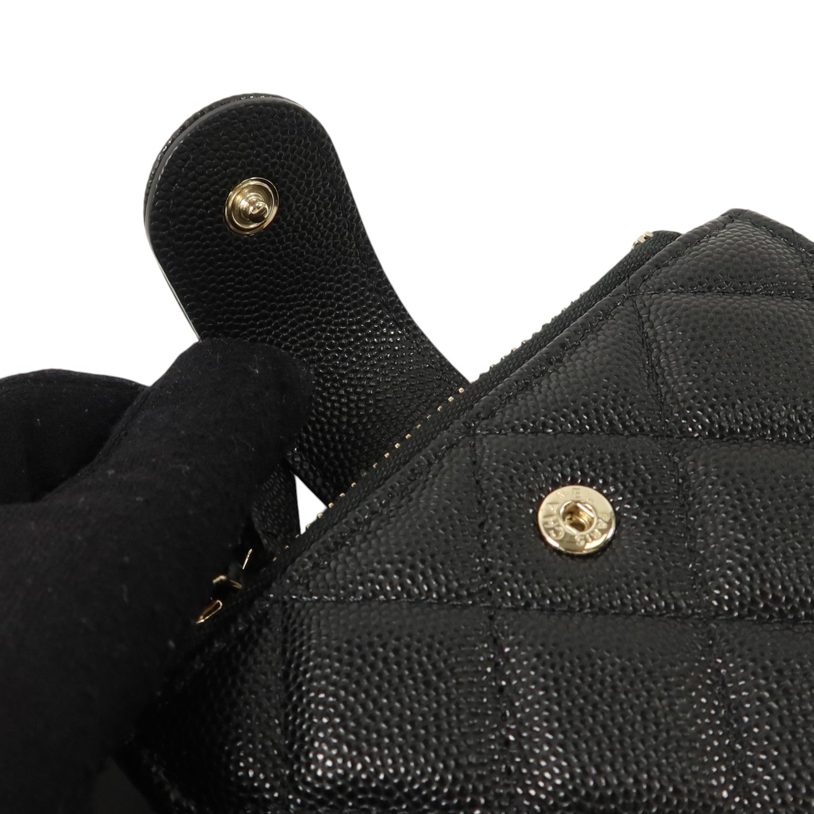 CHANEL 牛皮皮革Card/Coin Case金扣卡片套/零錢包
