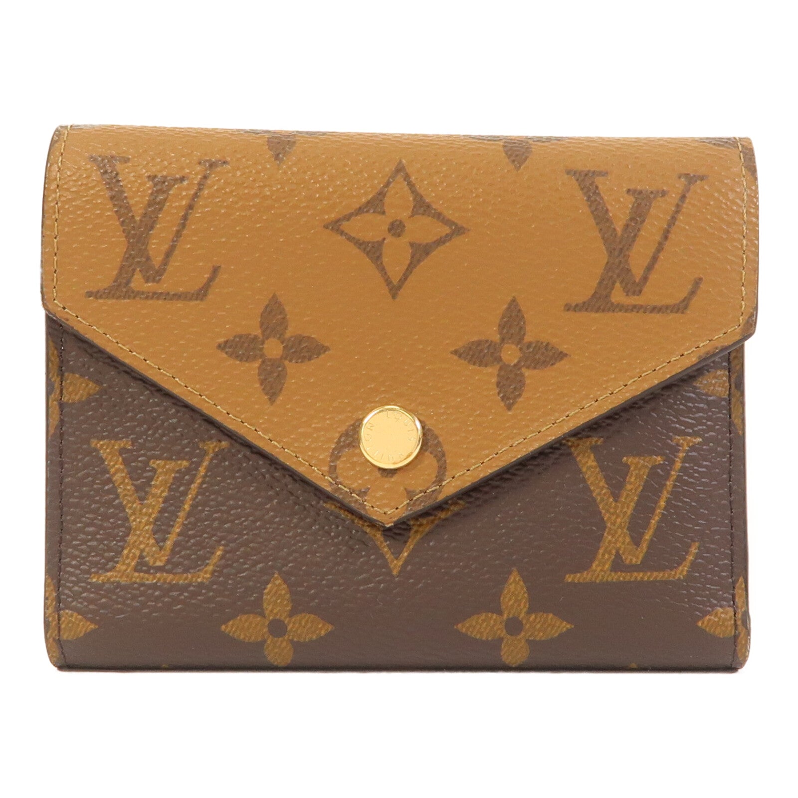 LOUIS VUITTON Monogram/Monogram Reverse Victorine Wallet金扣錢包棕色