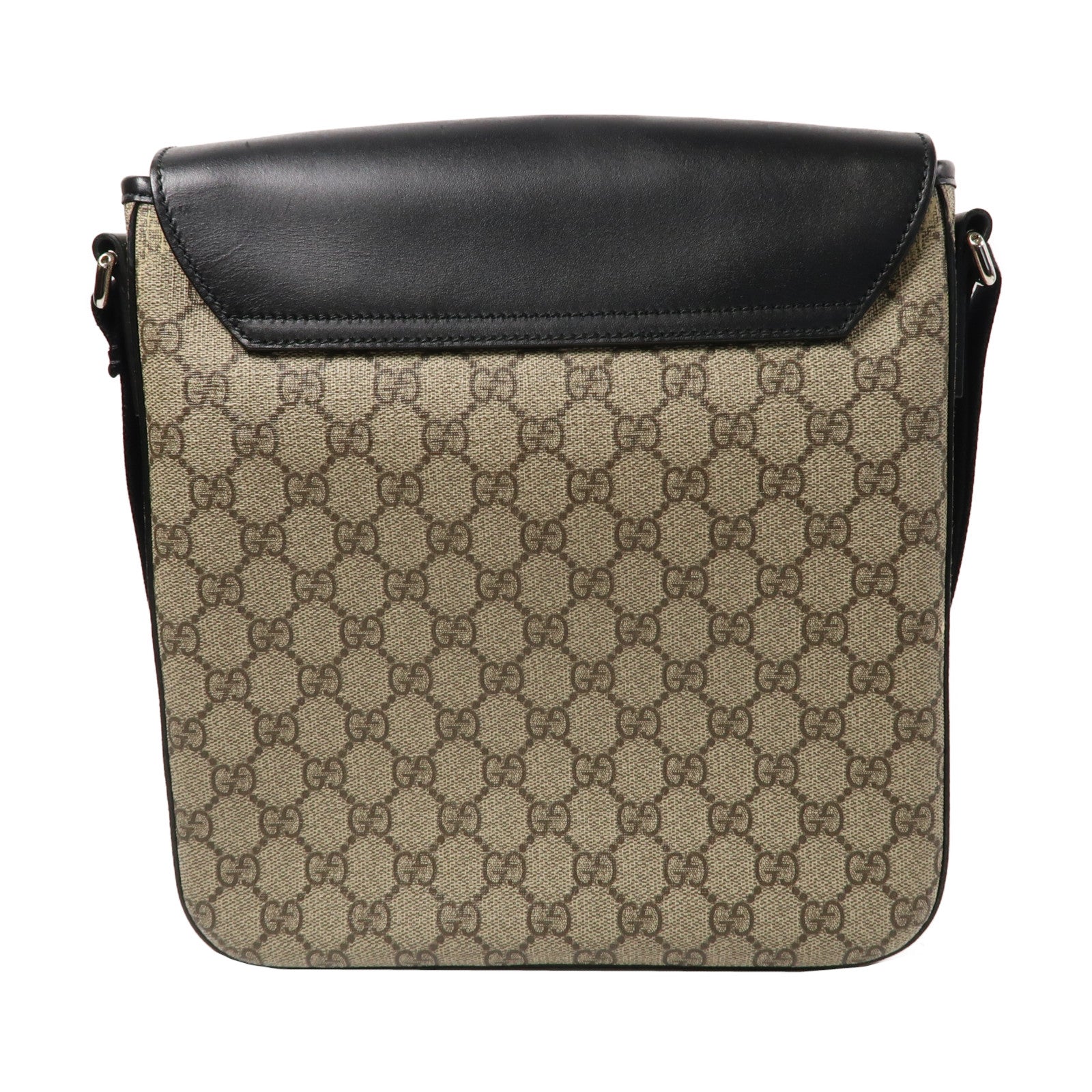 GUCCI 【激減優惠】塗層帆布Shoulder Bag銀扣肩背袋米色/黑色
