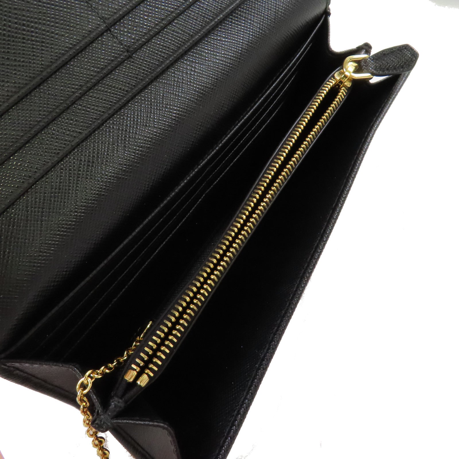 PRADA 【激減優惠】Saffiano皮革Long Wallet金扣長錢包黑色
