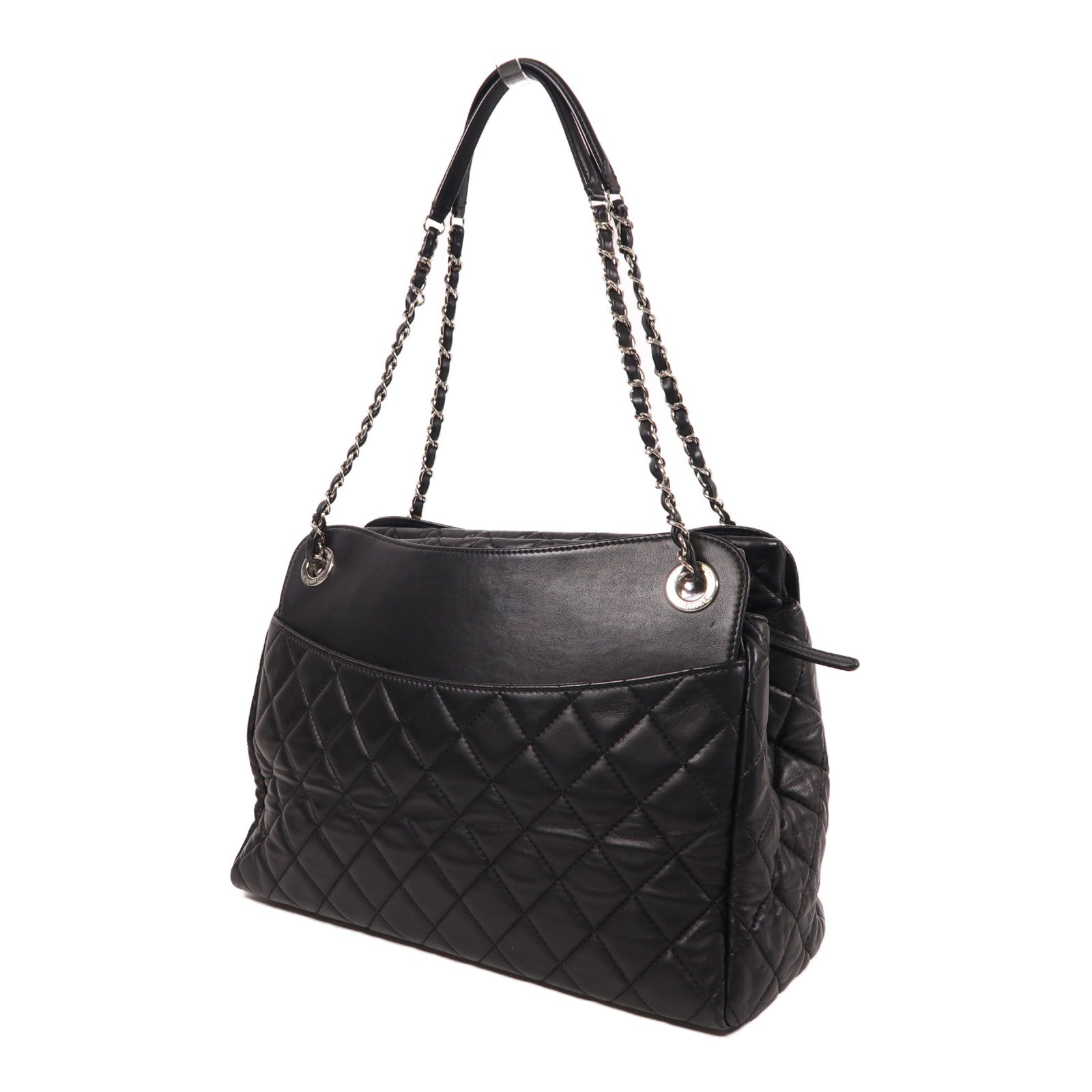 CHANEL 【激減優惠】羊皮皮革Shoulder Tote銀扣鏈帶肩背袋