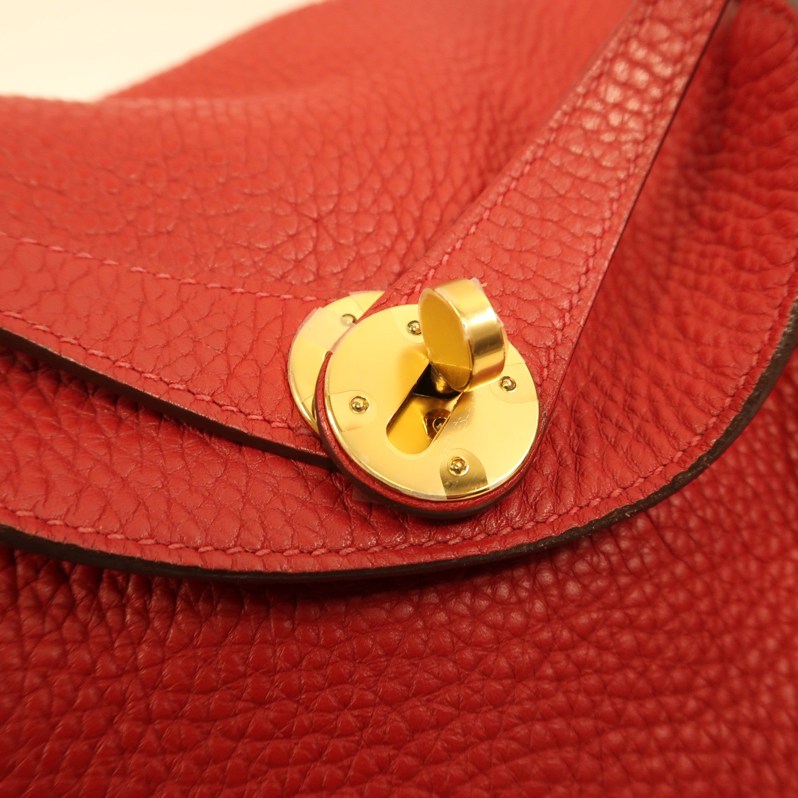 HERMES Clemence皮革Lindy 26金扣手挽肩背兩用袋紅色