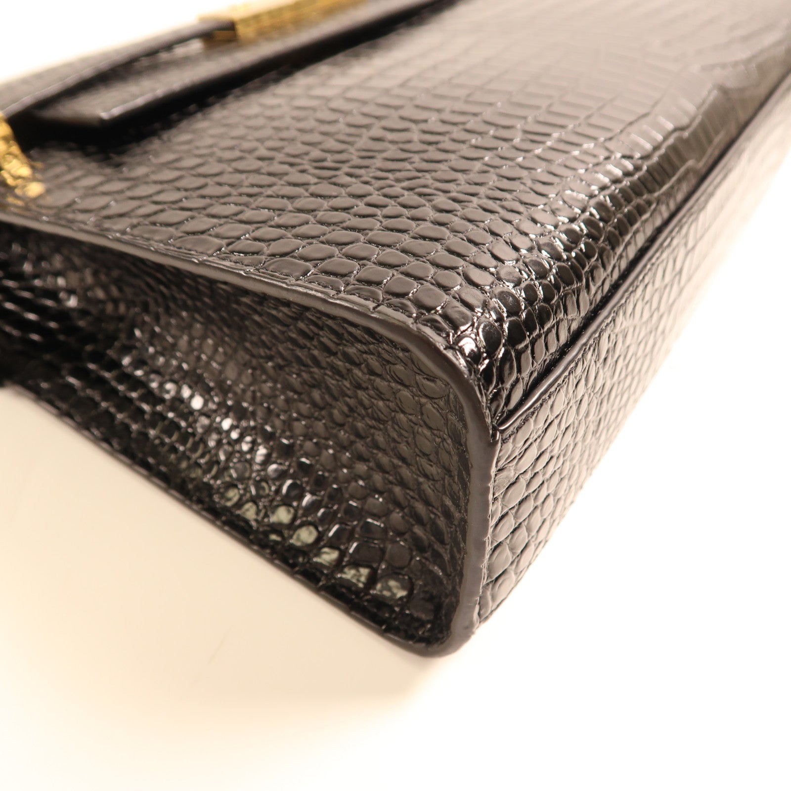 SAINT LAURENT 鱷魚皮革Manhattan In Box金扣肩背袋