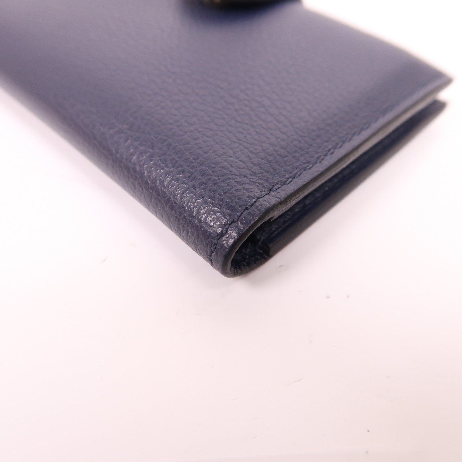 HERMES Evercolor皮革Dogon Card Case銀扣卡片套Navy