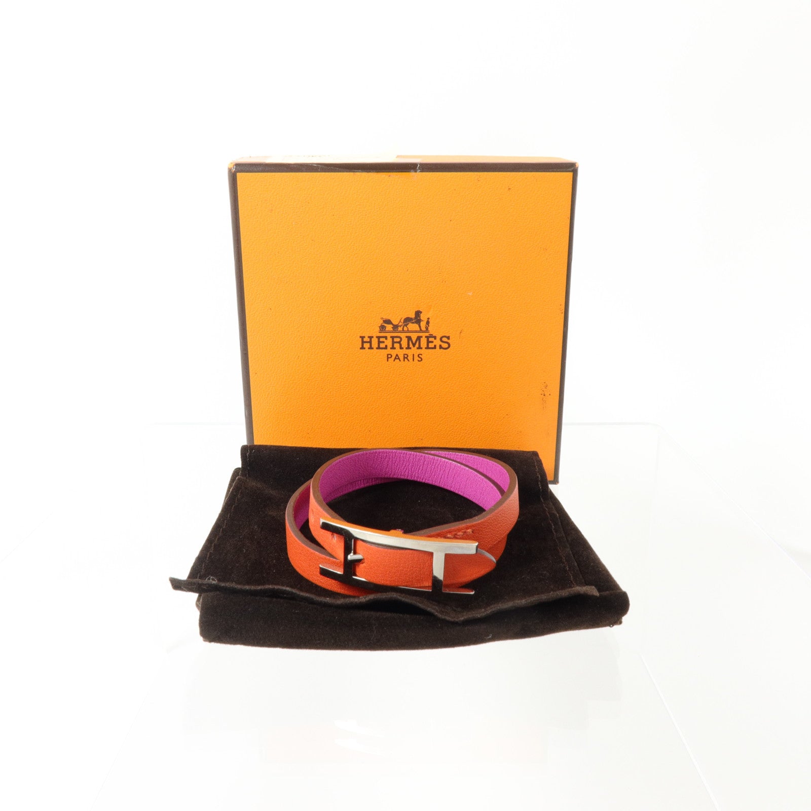 HERMES Swift皮革Behapi Double Tour Bracelet金扣手鏈