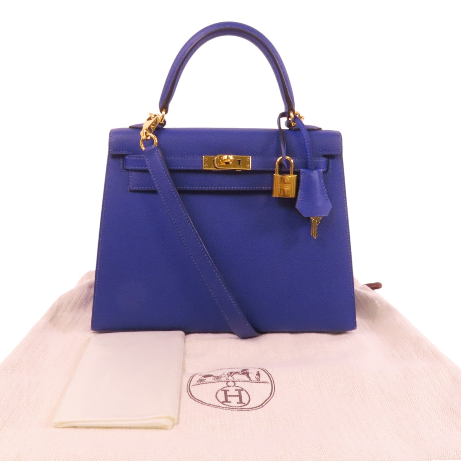 HERMES Epsom皮革Kelly 25金扣手挽肩背兩用袋