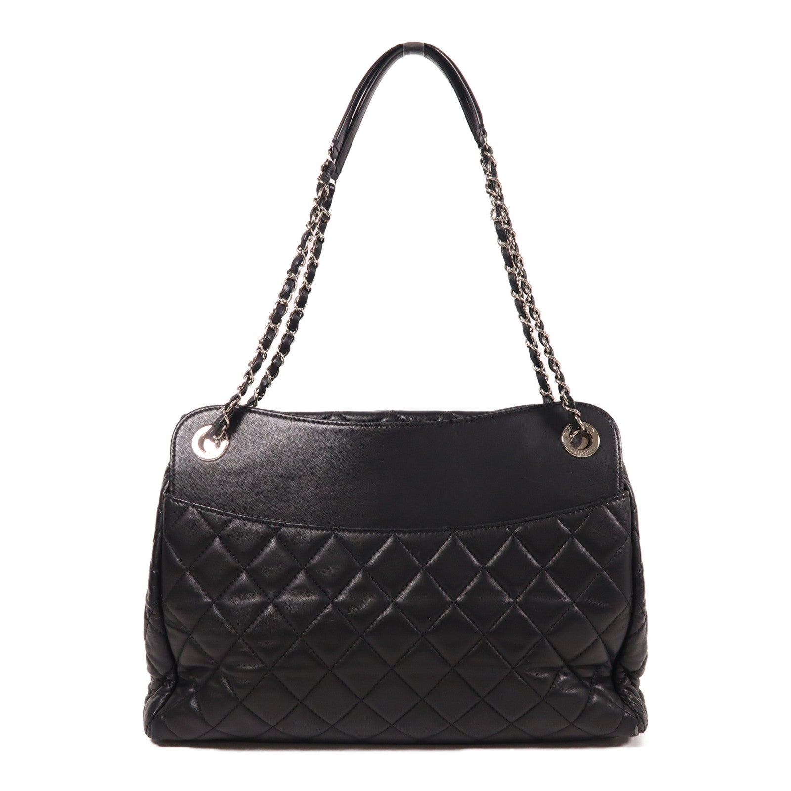 CHANEL 【激減優惠】羊皮皮革Shoulder Tote銀扣鏈帶肩背袋