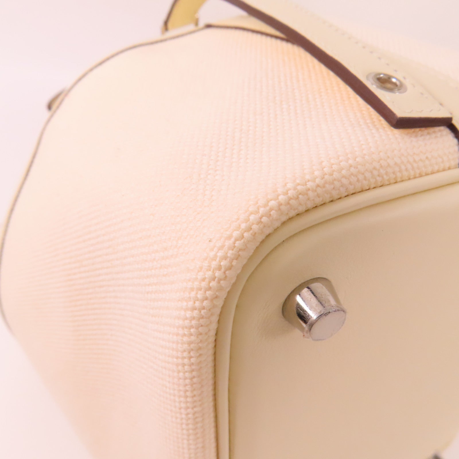 HERMES PHW Picotin PM Cargo Tote Bag Canvas Nata