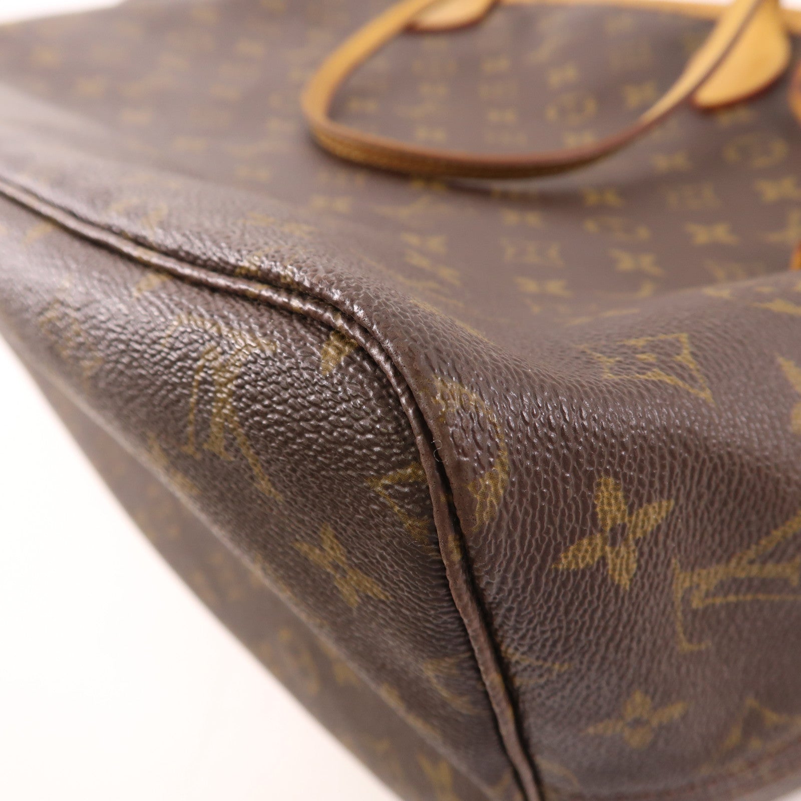 LOUIS VUITTON Monogram Neverfull GM金扣手挽袋棕色