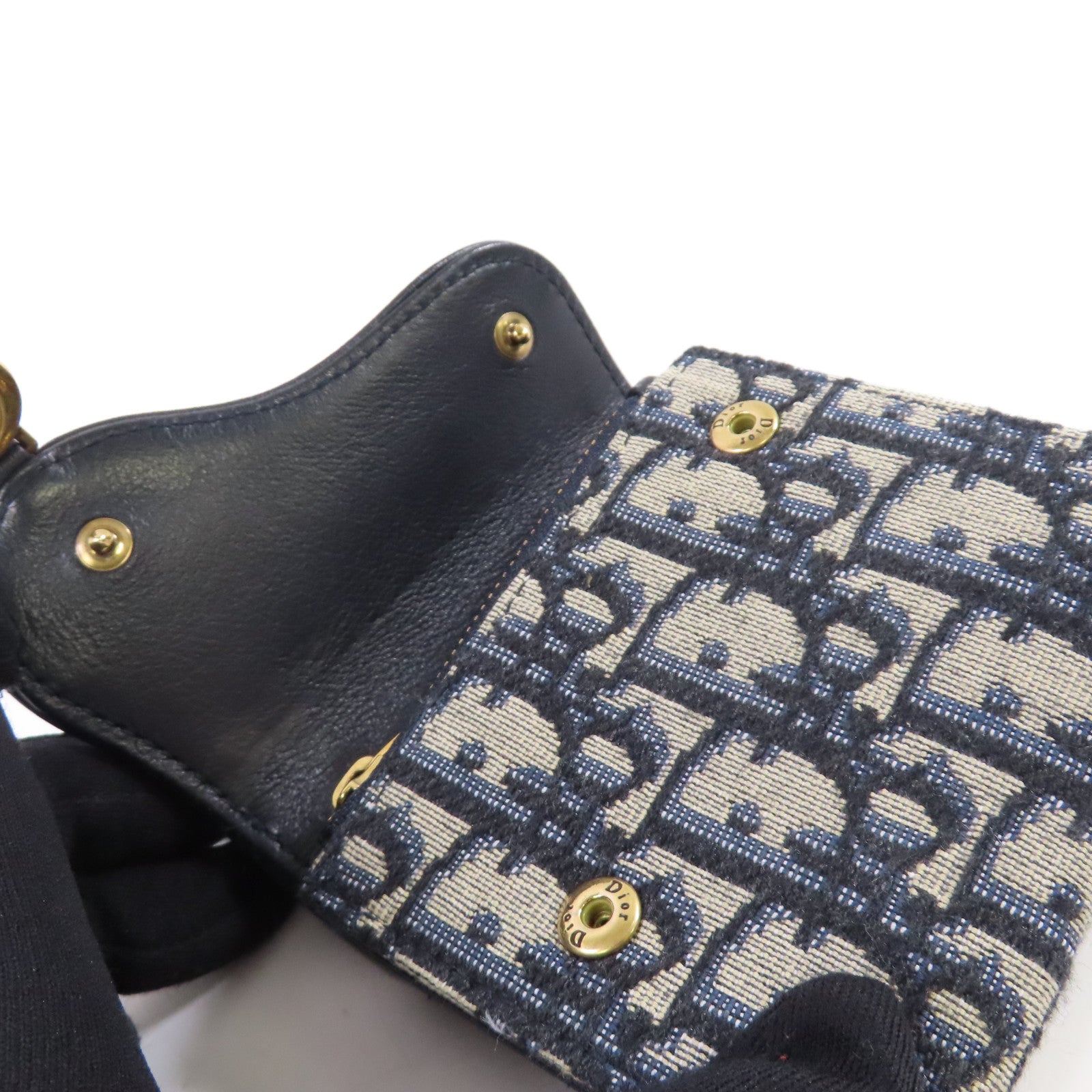Dior Oblique帆布Mini Wallet金扣短錢包藍色
