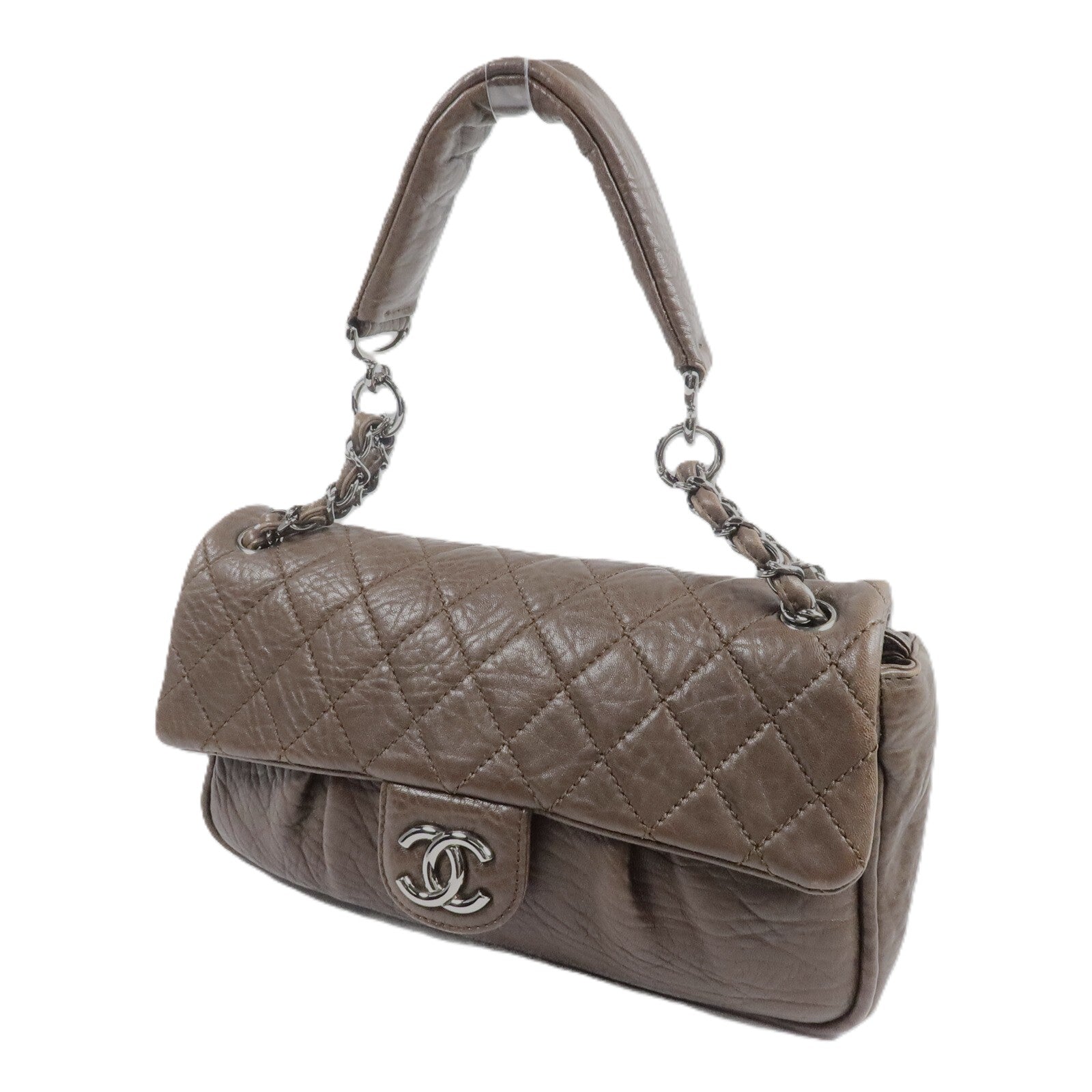 CHANEL 牛皮皮革Shoulder Bag銀扣鏈帶肩背袋