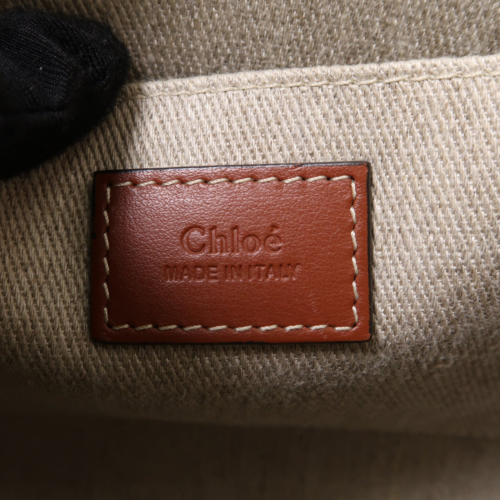 Chloe 帆布Mini Woody金扣手挽肩背兩用袋米色/啡色