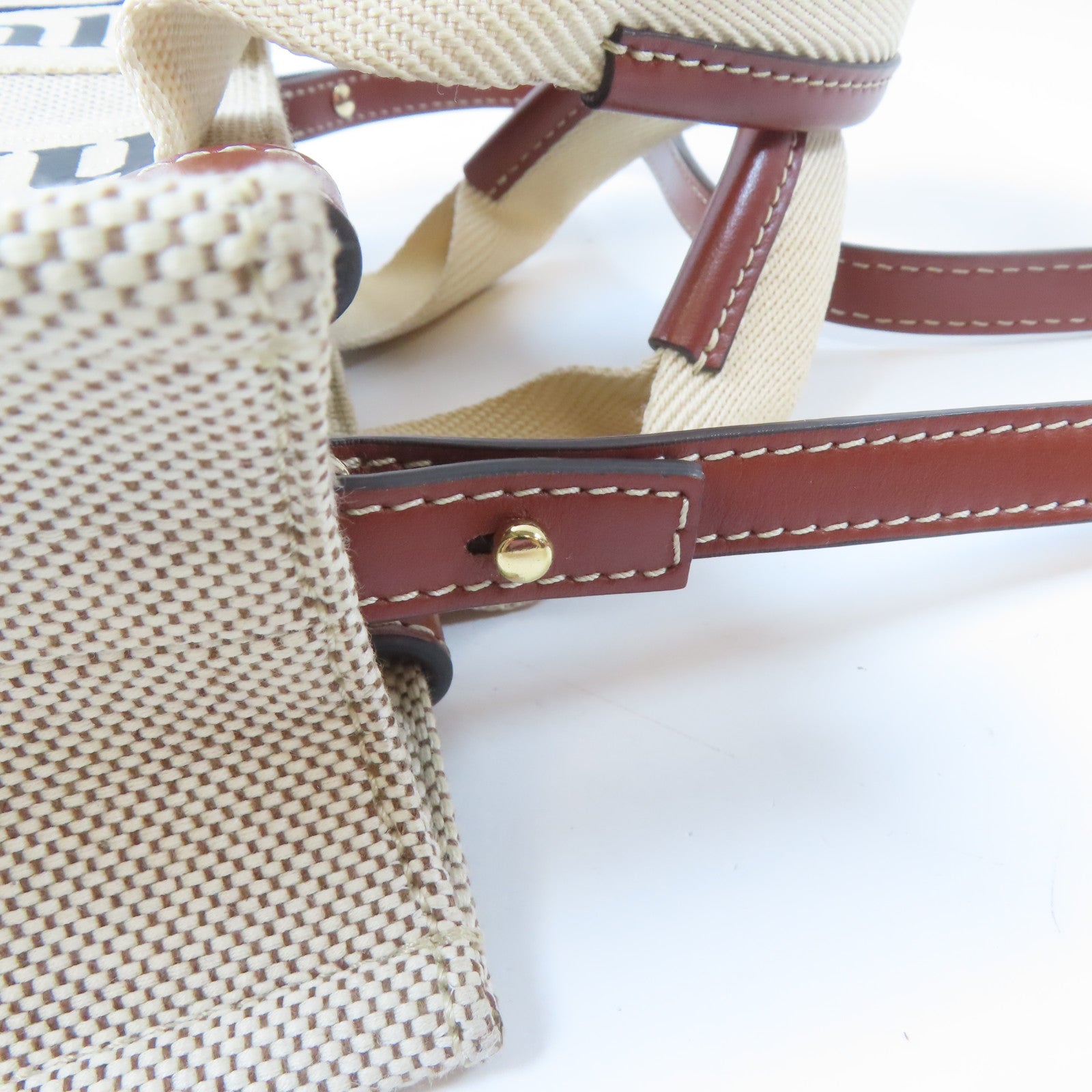 Chloe 帆布Woody Tote Bag銀扣手挽肩背兩用袋米色/啡色