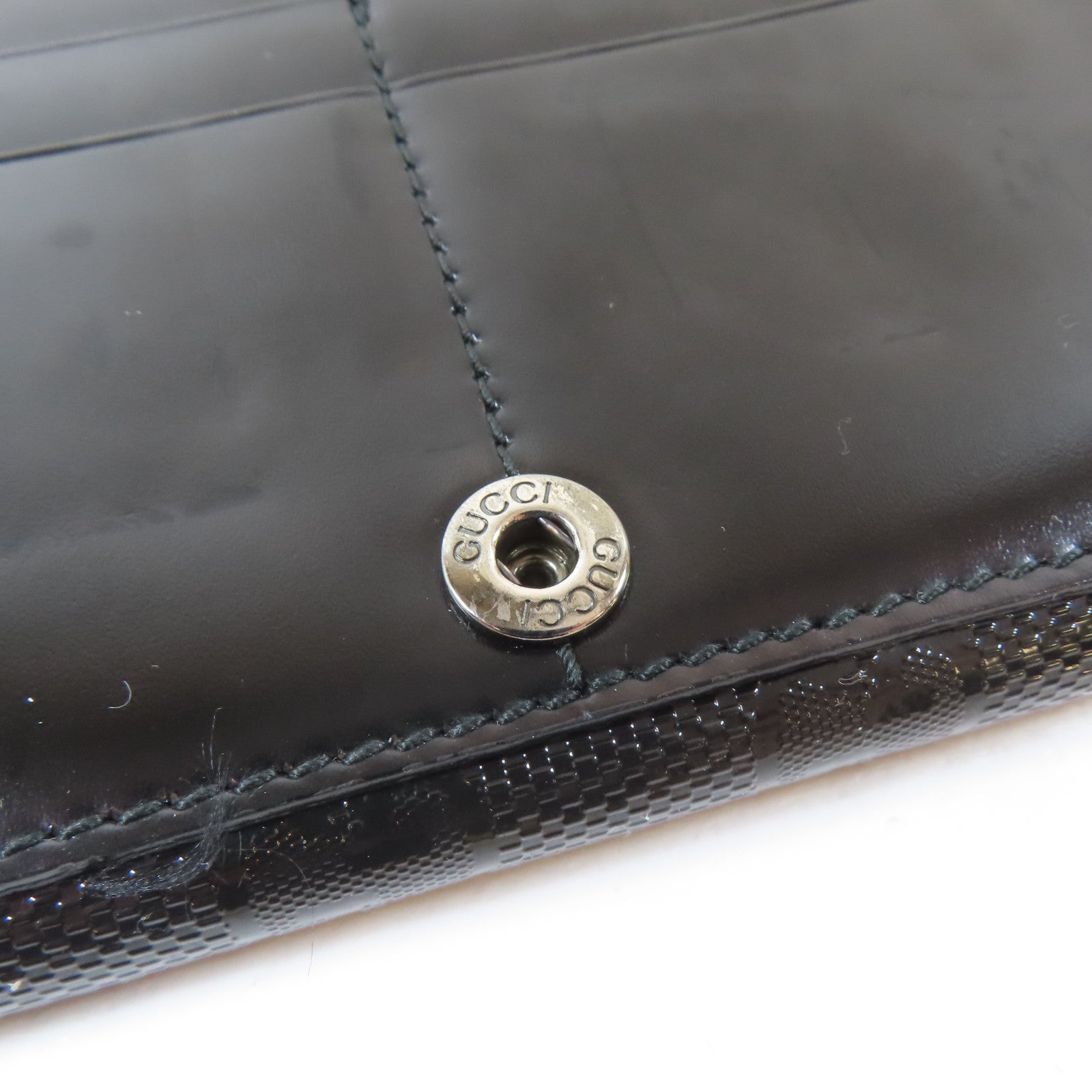 GUCCI 塗層帆布Long Wallet黑扣長錢包黑色