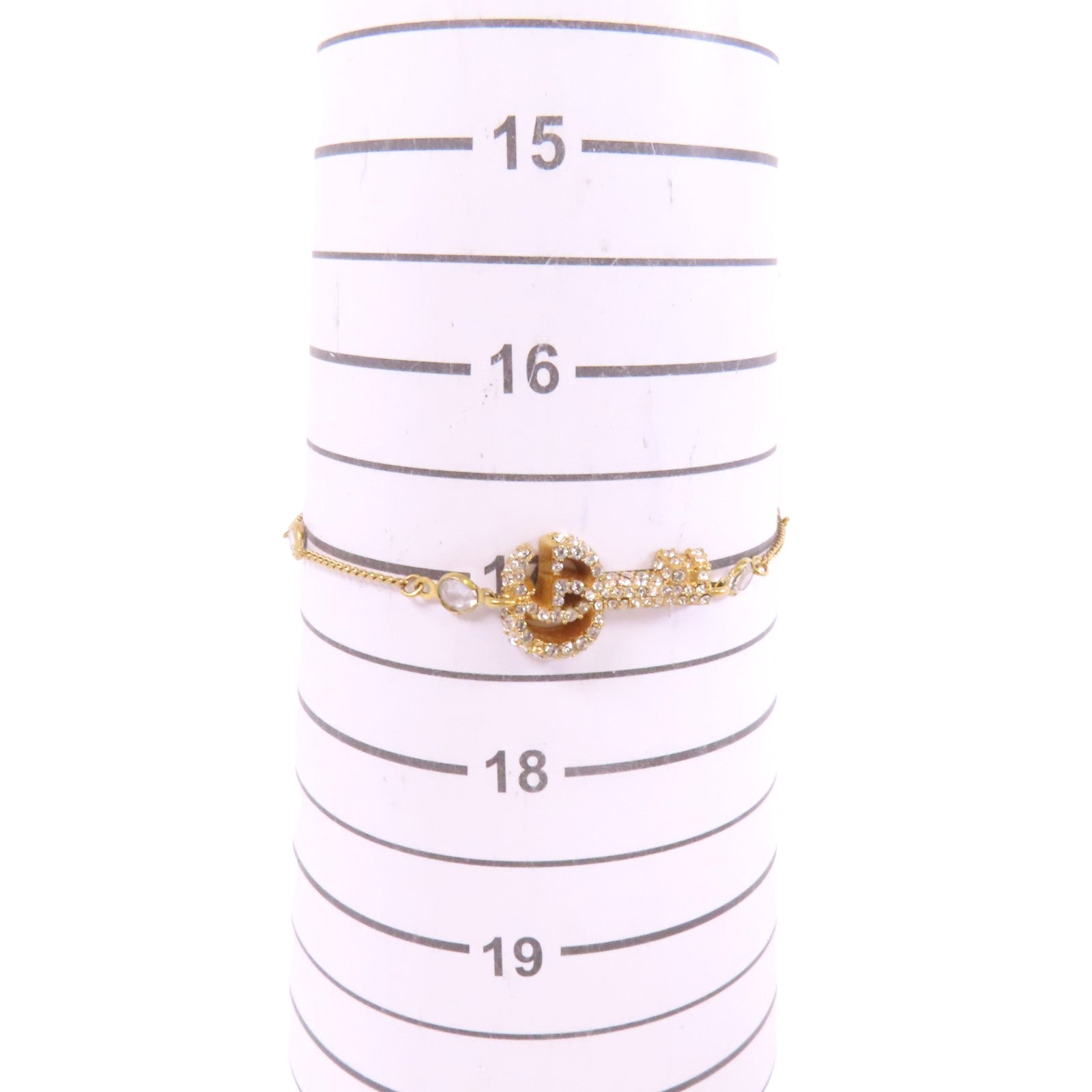 GUCCI 927純銀/水鑽Bracelet金扣項鏈#17