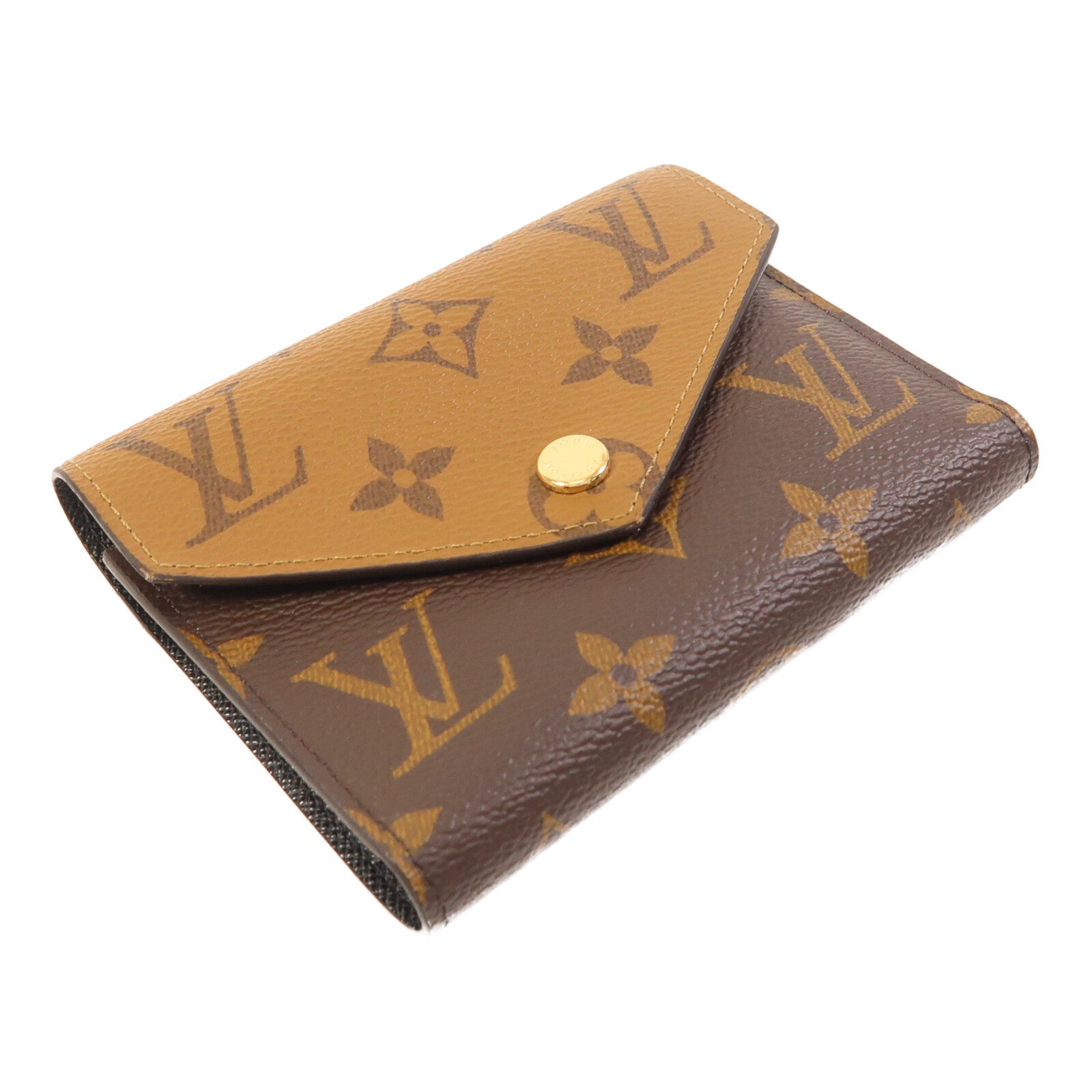 LOUIS VUITTON Monogram/Monogram Reverse Victorine Wallet金扣錢包棕色