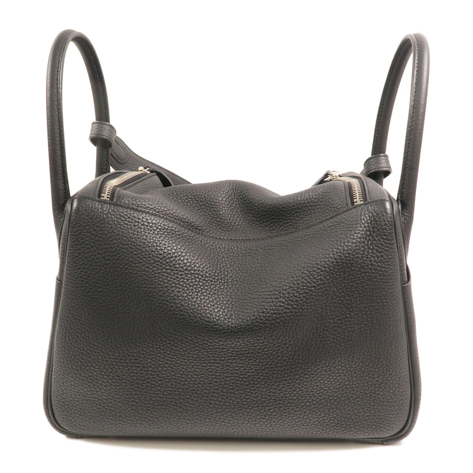 HERMES Clemence皮革Lindy 30銀扣手挽肩背兩用袋Noir