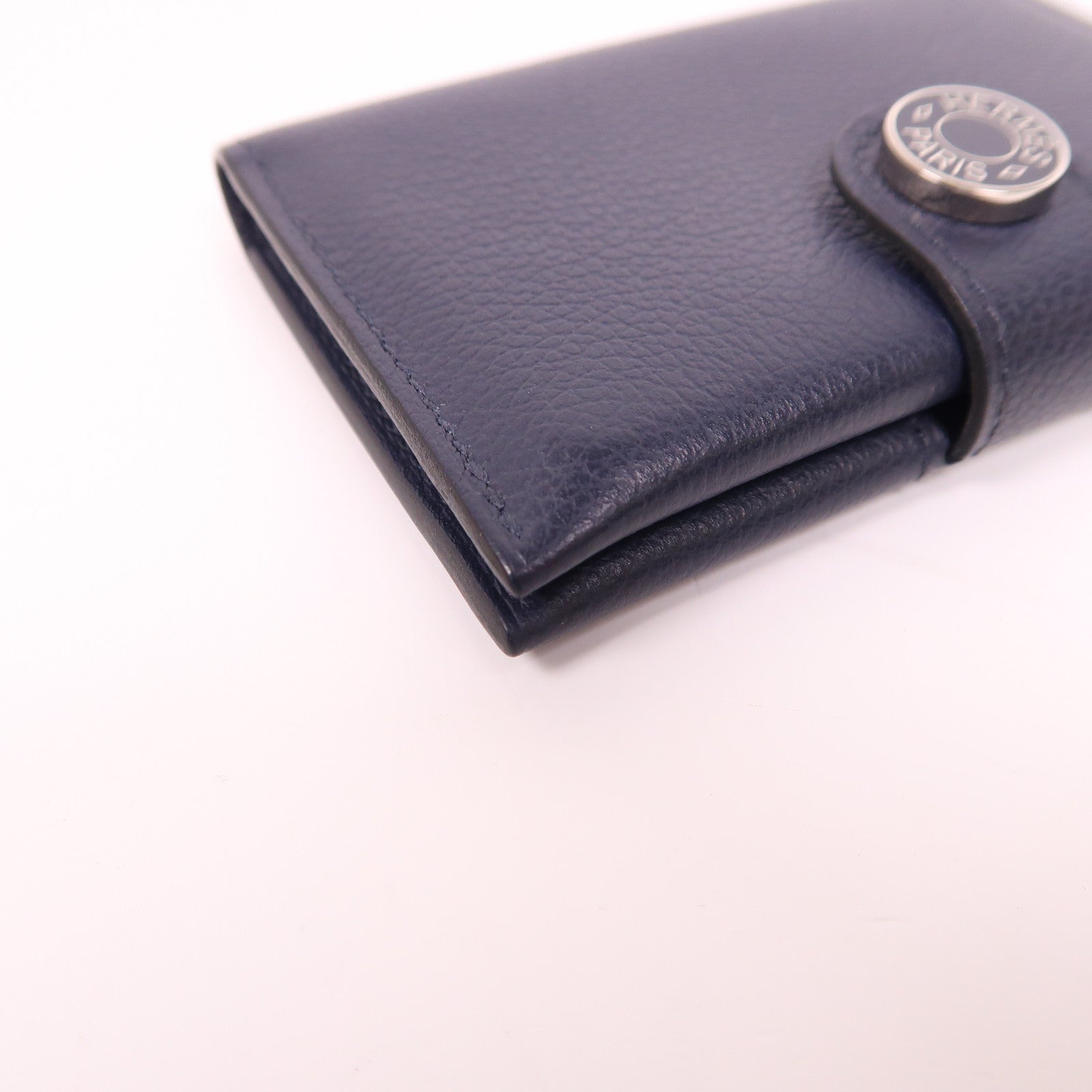 HERMES Evercolor皮革Dogon Card Case銀扣卡片套Navy