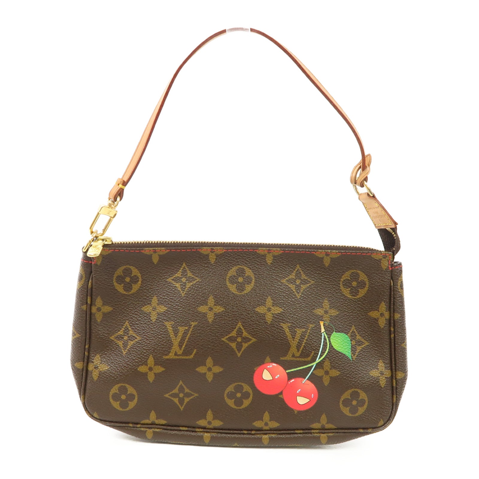 LOUIS VUITTON Monogram Pochette Accessories金扣手拿包啡色
