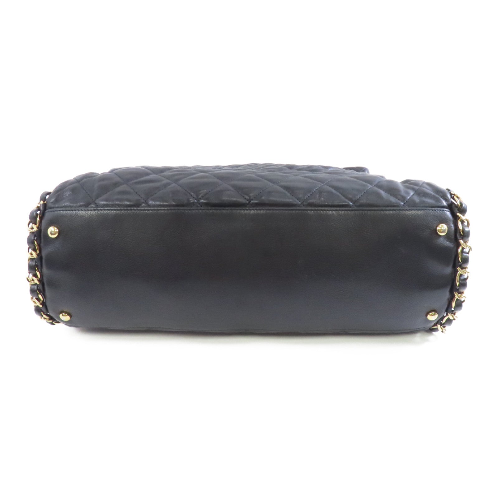 CHANEL 菱格牛皮皮革Shoulder Bag金扣鏈帶肩背袋黑色
