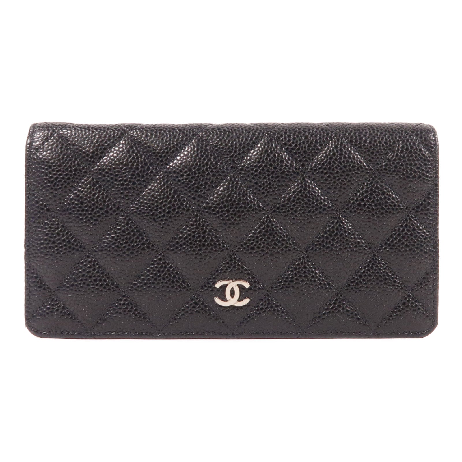 CHANEL CC SHW Long Wallet Calfskin Leather Black