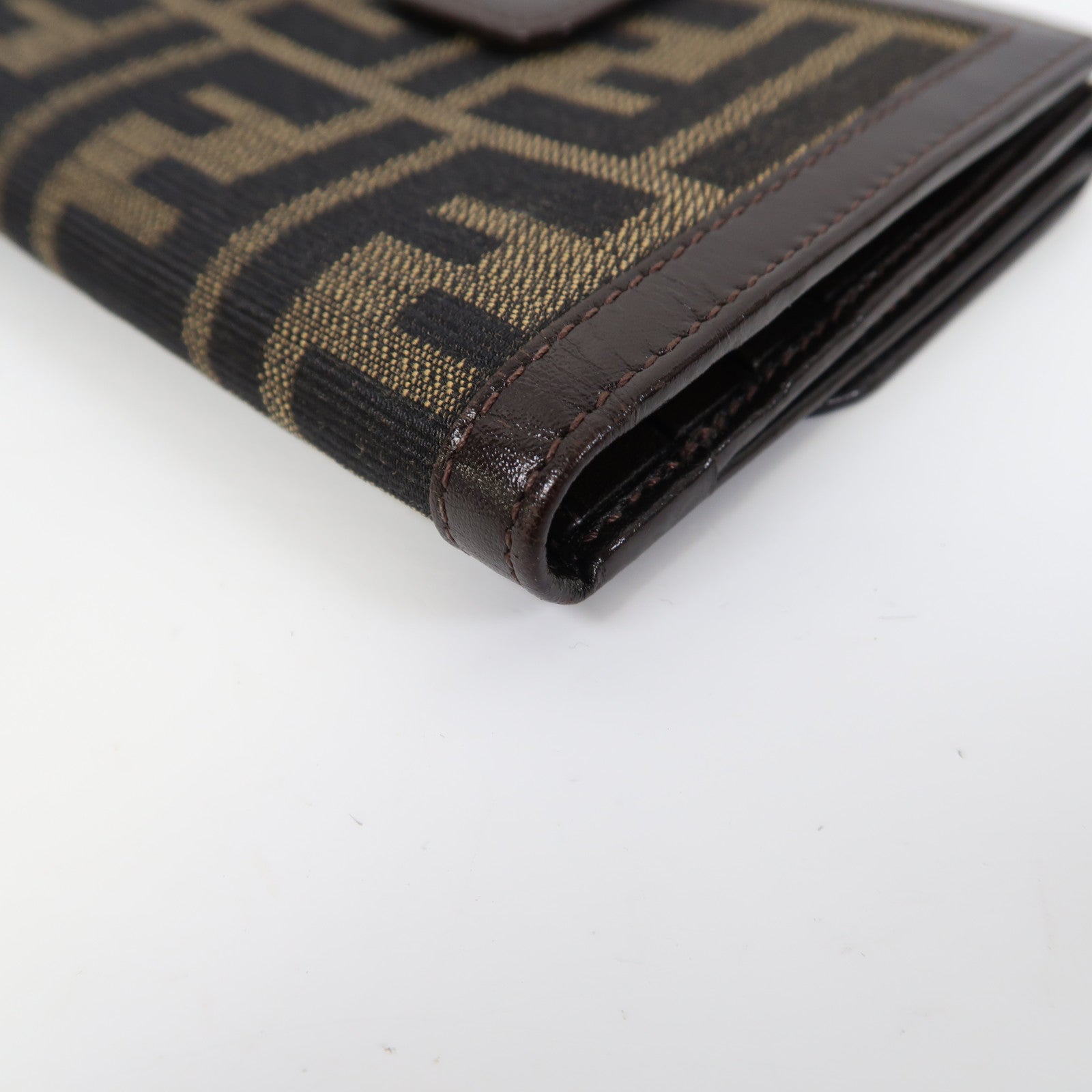 FENDI 帆布/皮革Wallet銀扣錢包啡色