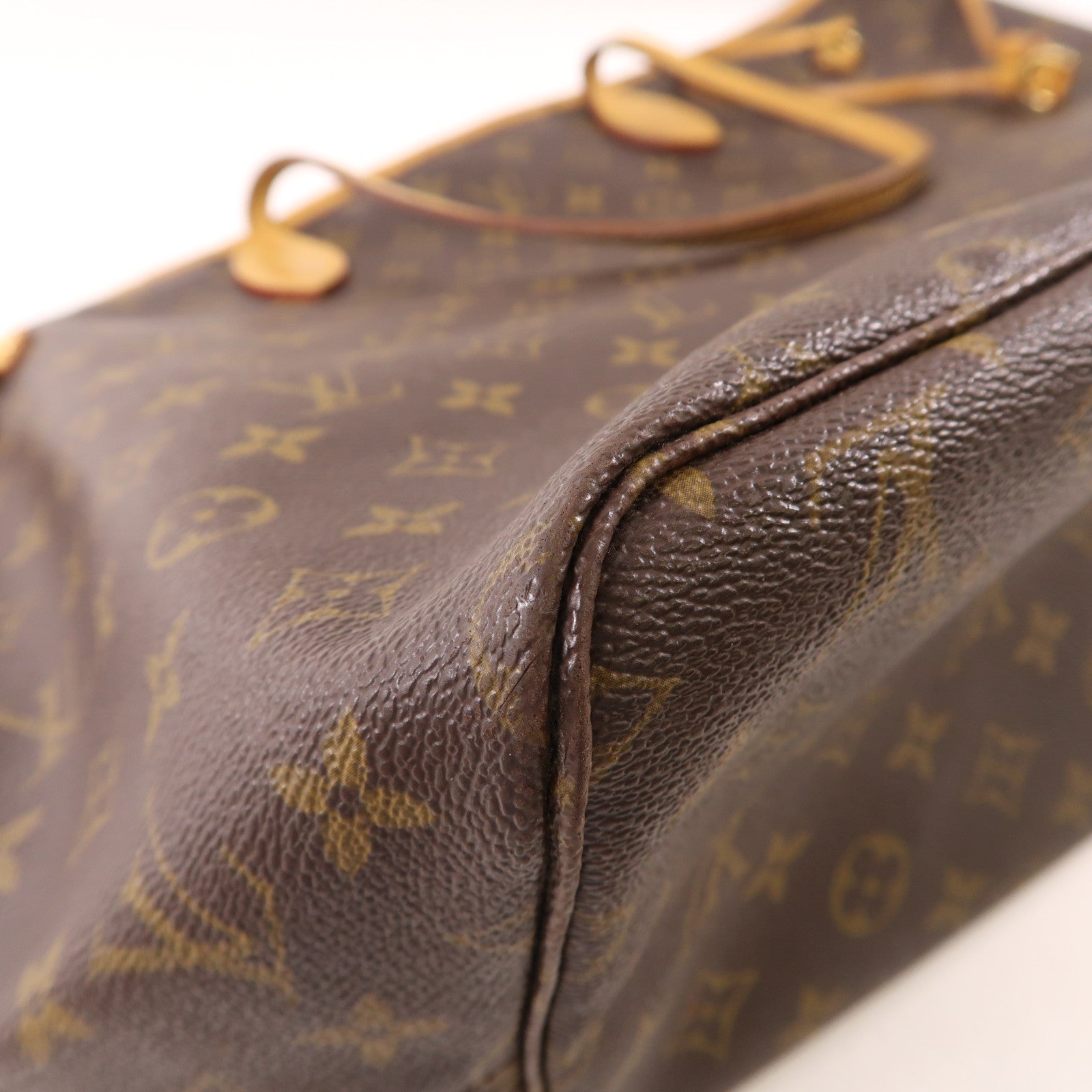 LOUIS VUITTON Monogram Neverfull GM金扣手挽袋棕色
