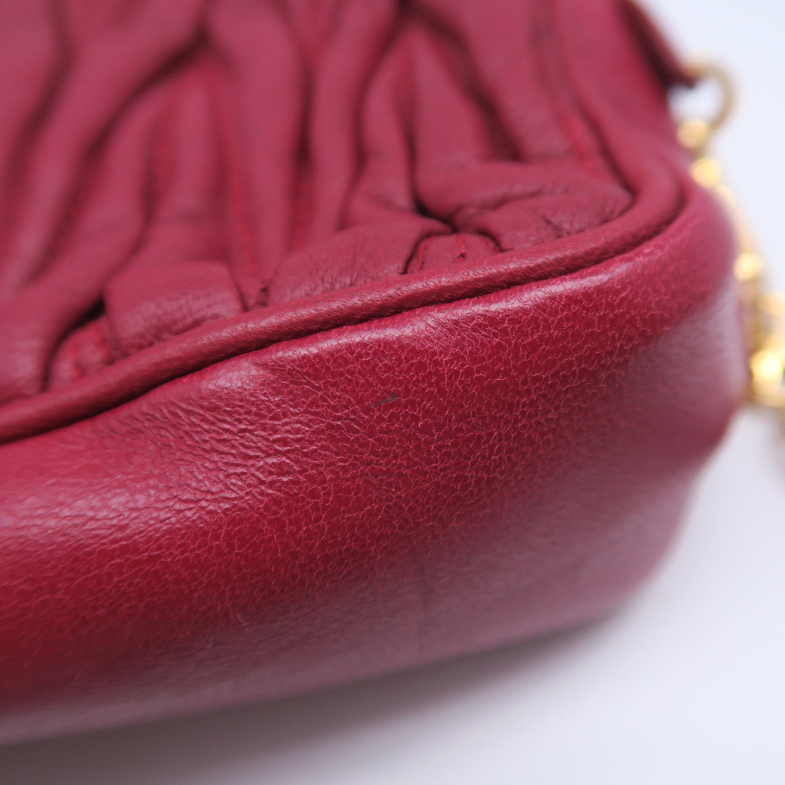 Miu Miu 羊皮皮革Shoulder Bag金扣肩背袋紅色