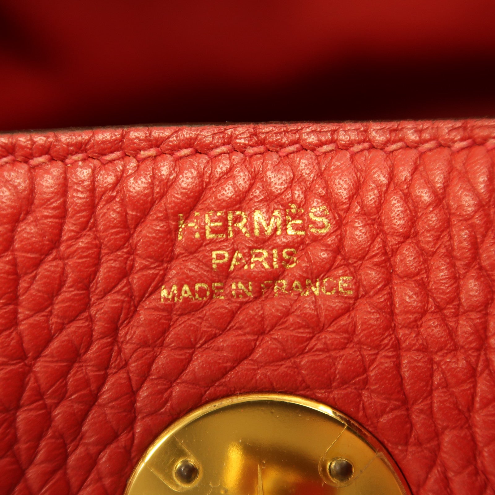 HERMES Clemence皮革Lindy 26金扣手挽肩背兩用袋紅色