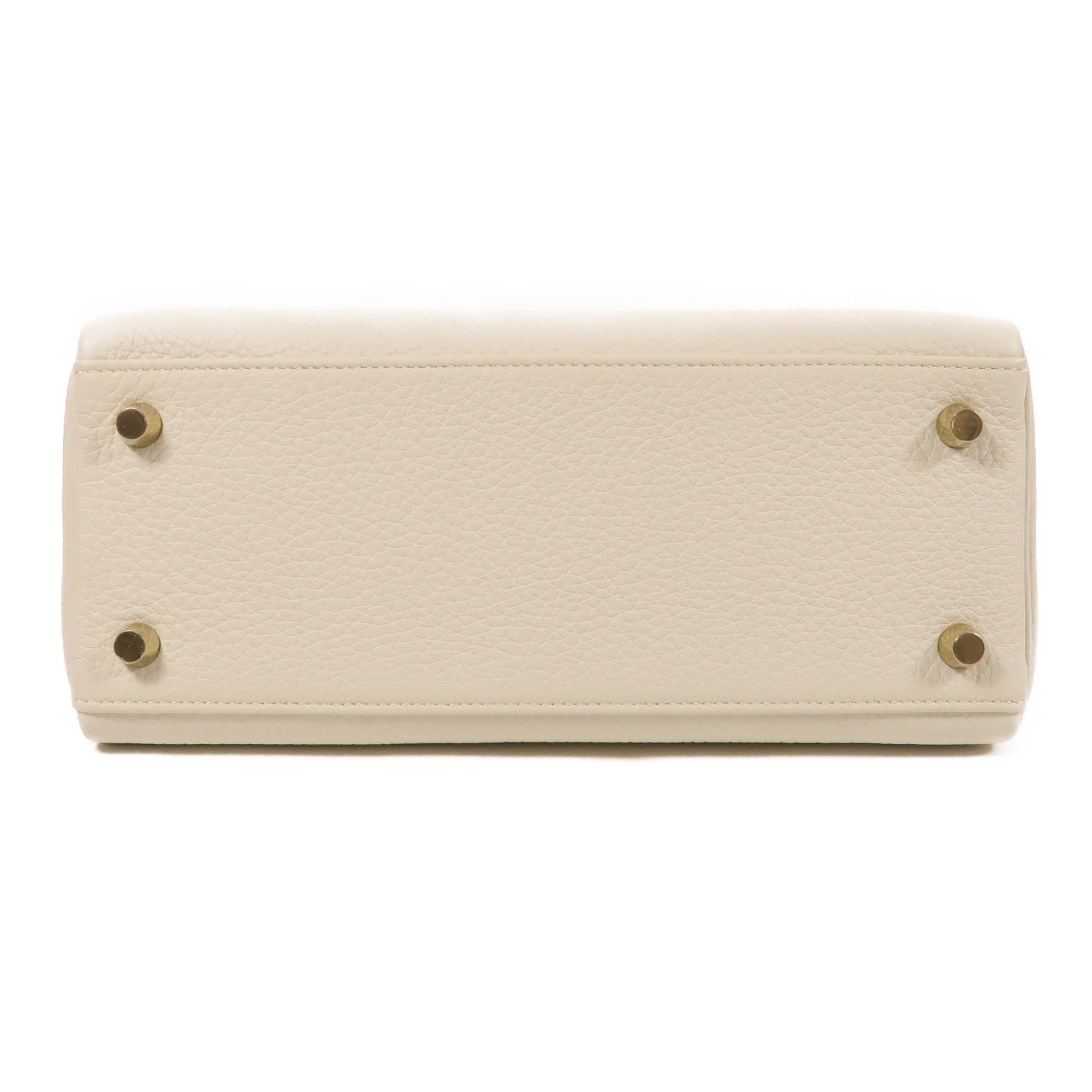 HERMES 【激減優惠】Togo皮革Kelly 25金扣手挽肩背兩用袋蘑菇白色