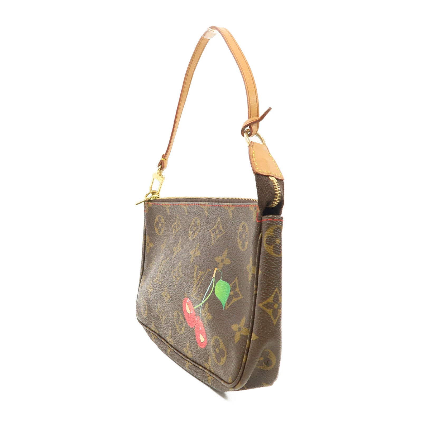 LOUIS VUITTON Monogram Pochette Accessories金扣手拿包啡色