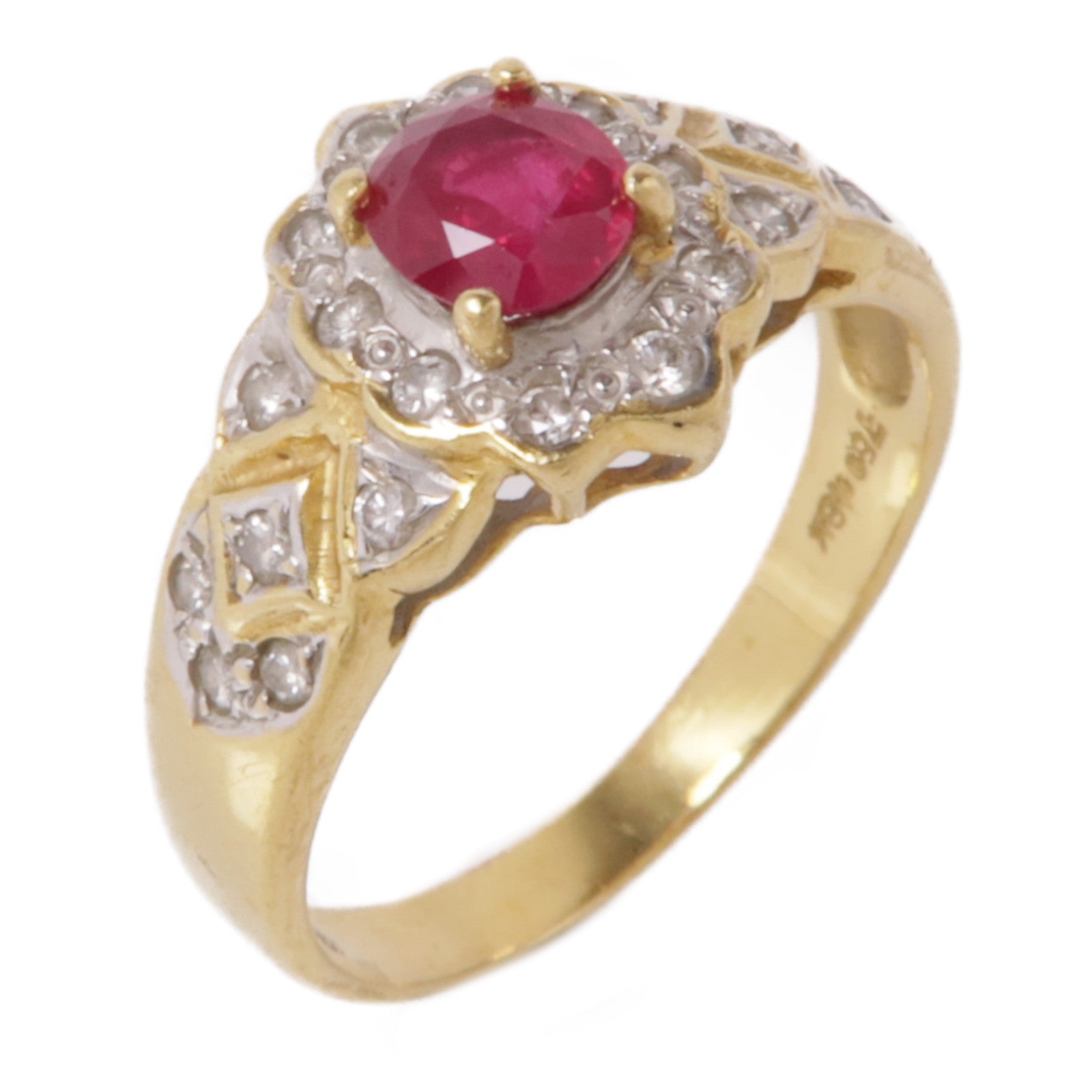 JEWELRY 18K黃金Ruby/Diamond Ring紅寶石/鑽石戒指US#6