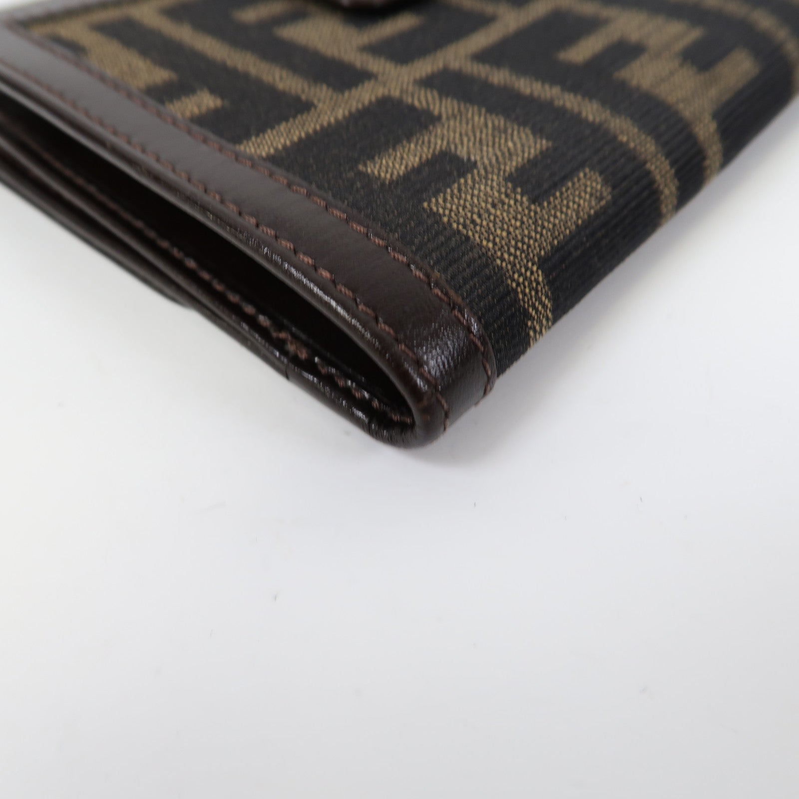 FENDI 帆布/皮革Wallet銀扣錢包啡色