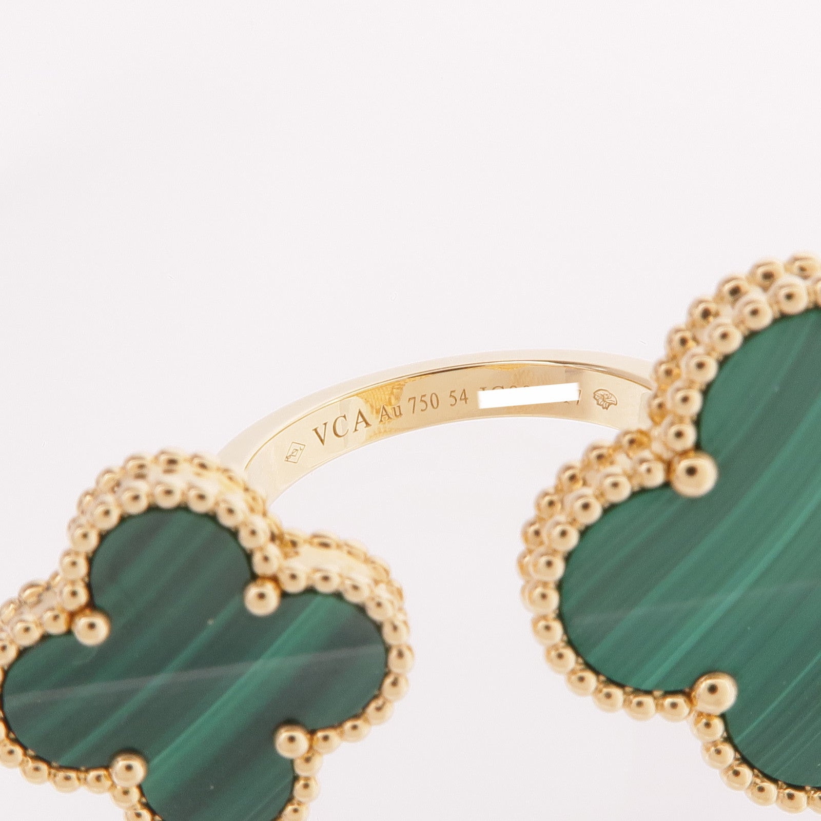 Van Cleef & Arpels 18K黃金Magic Alhambra Between the Finger Ring孔雀石戒指VCA#54/US#6.75