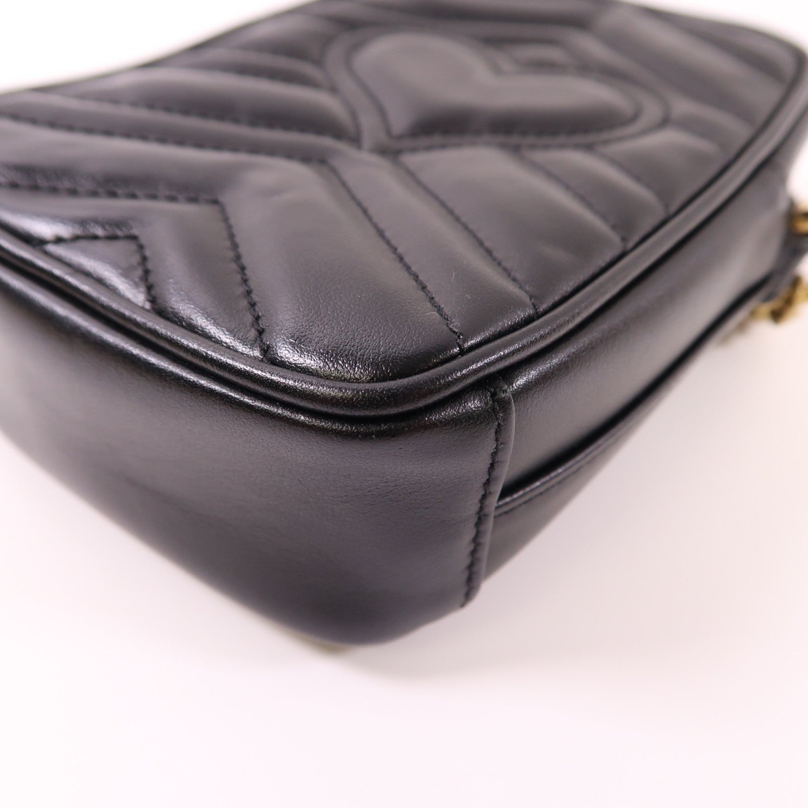 GUCCI 牛皮皮革GG Marnont Mini Bag金扣鏈帶肩背袋黑色