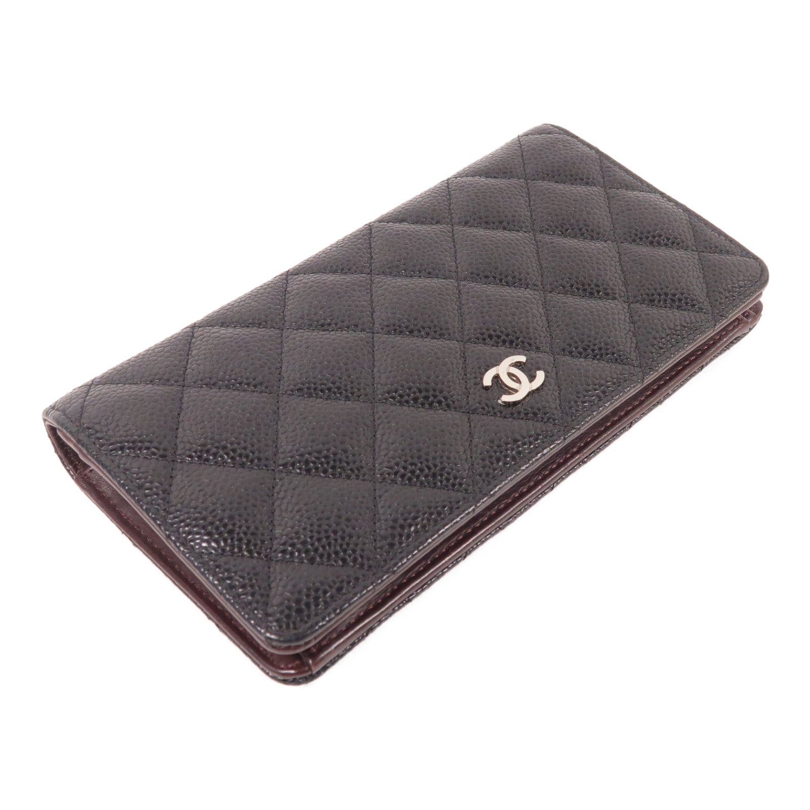CHANEL CC SHW Long Wallet Calfskin Leather Black