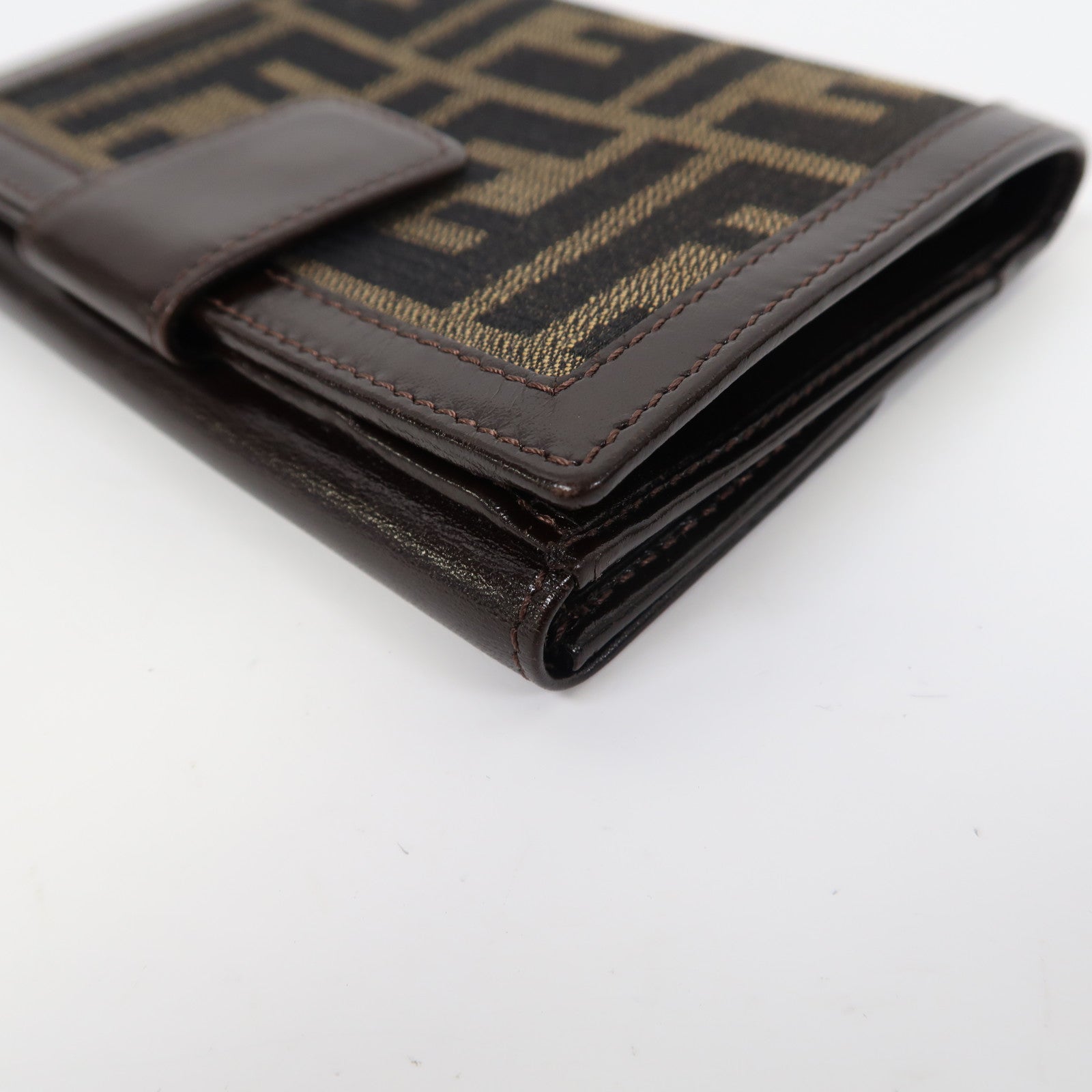 FENDI 帆布/皮革Wallet銀扣錢包啡色