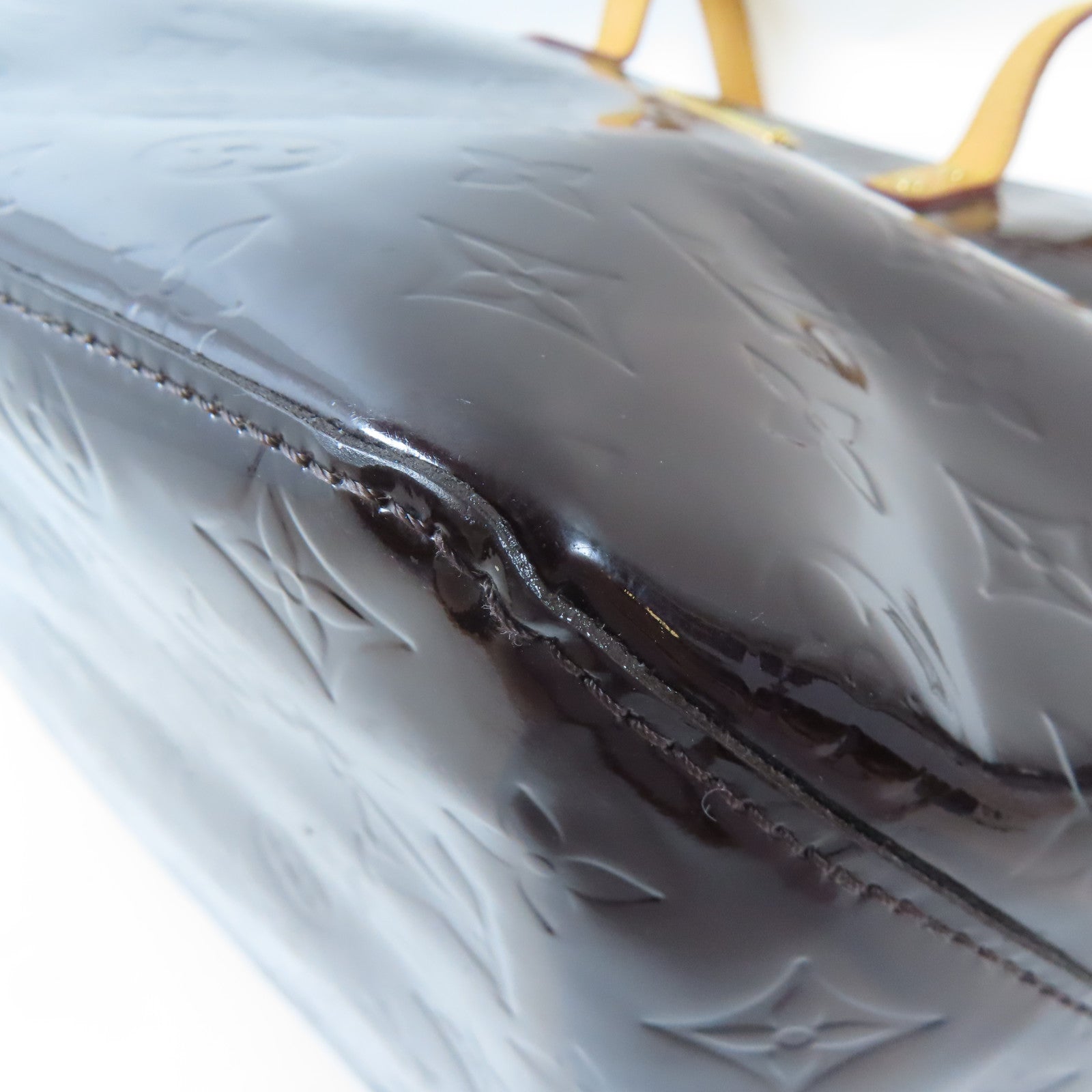 LOUIS VUITTON 【激減優惠】Vernis Bellevue GM金扣手挽袋酒紅色