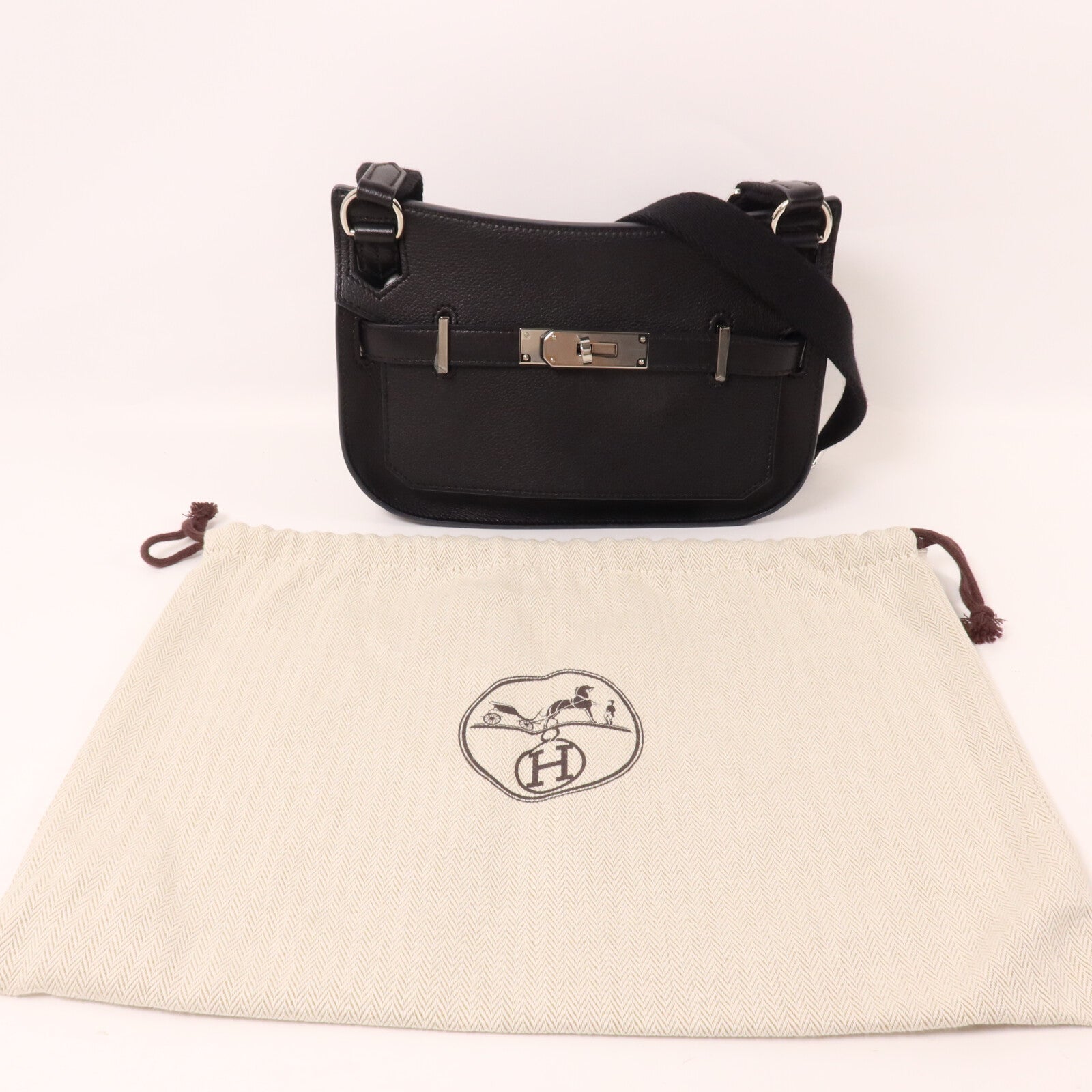 HERMES Evercolor皮革Jypsiere Mini肩背袋Noir