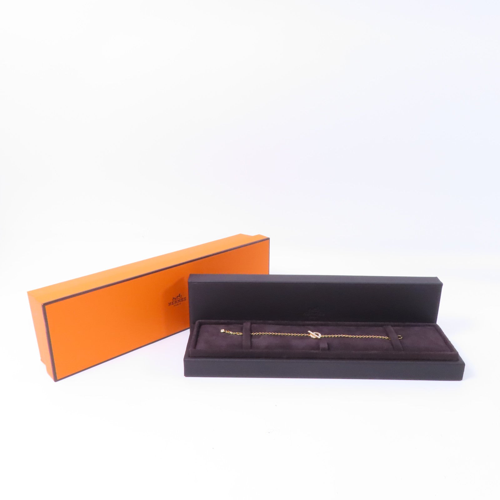 HERMES 18K玫瑰金Finesse Bracelet鑽石手鏈