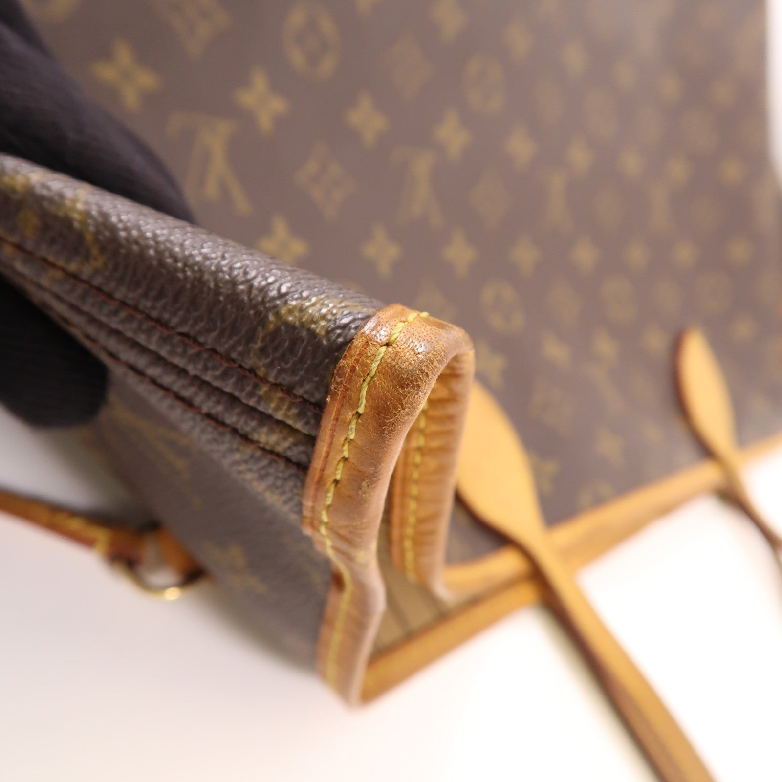 LOUIS VUITTON Monogram Neverfull GM金扣手挽袋棕色