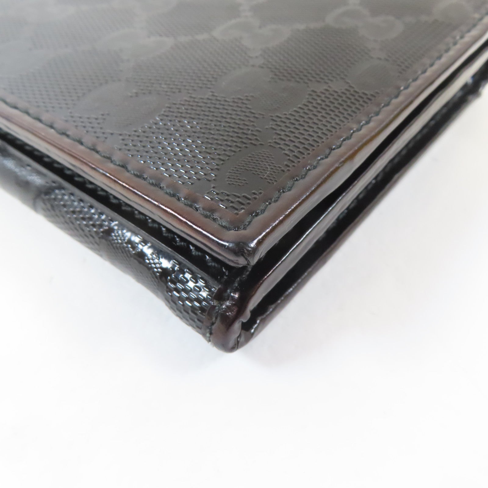 GUCCI 塗層帆布Long Wallet黑扣長錢包黑色