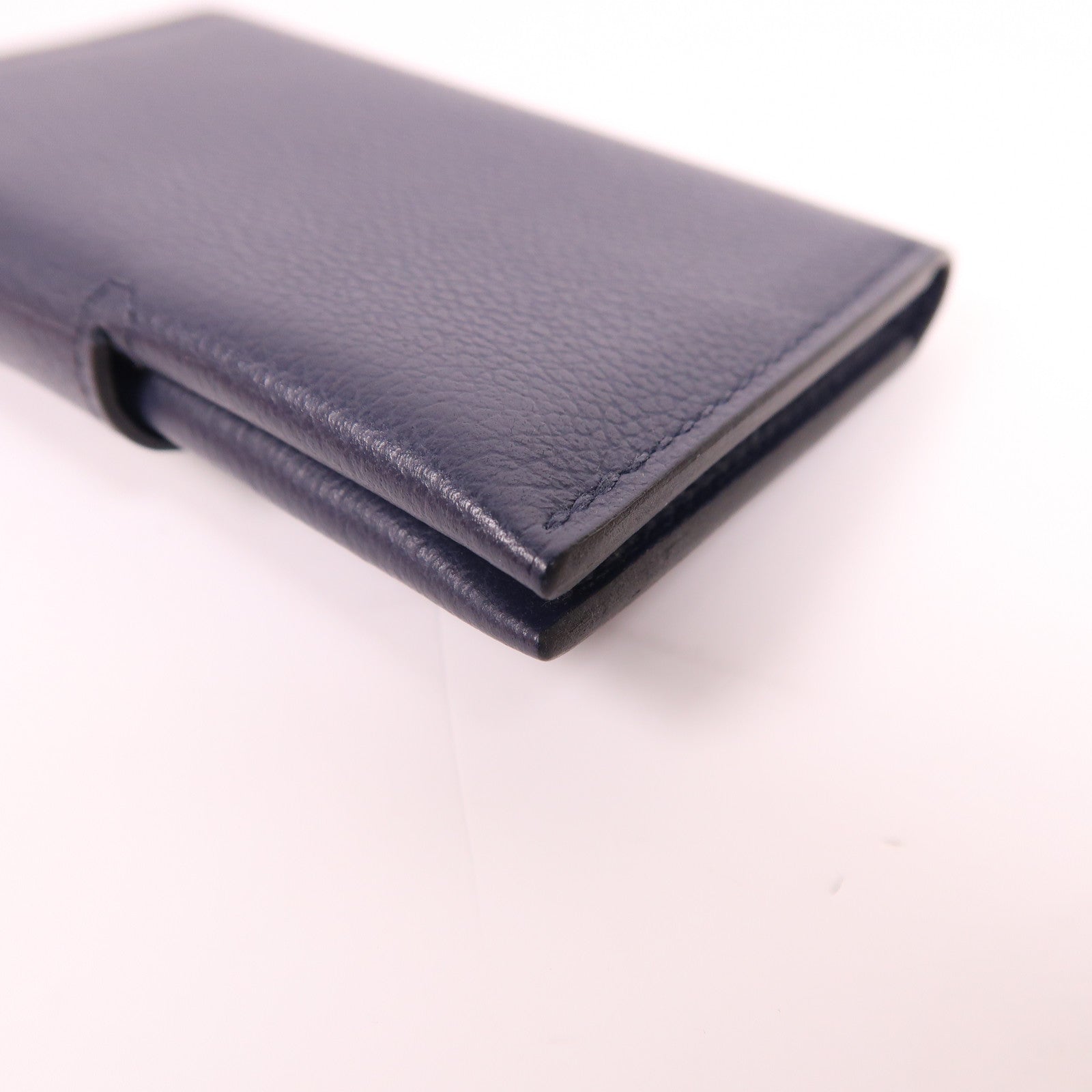 HERMES Evercolor皮革Dogon Card Case銀扣卡片套Navy