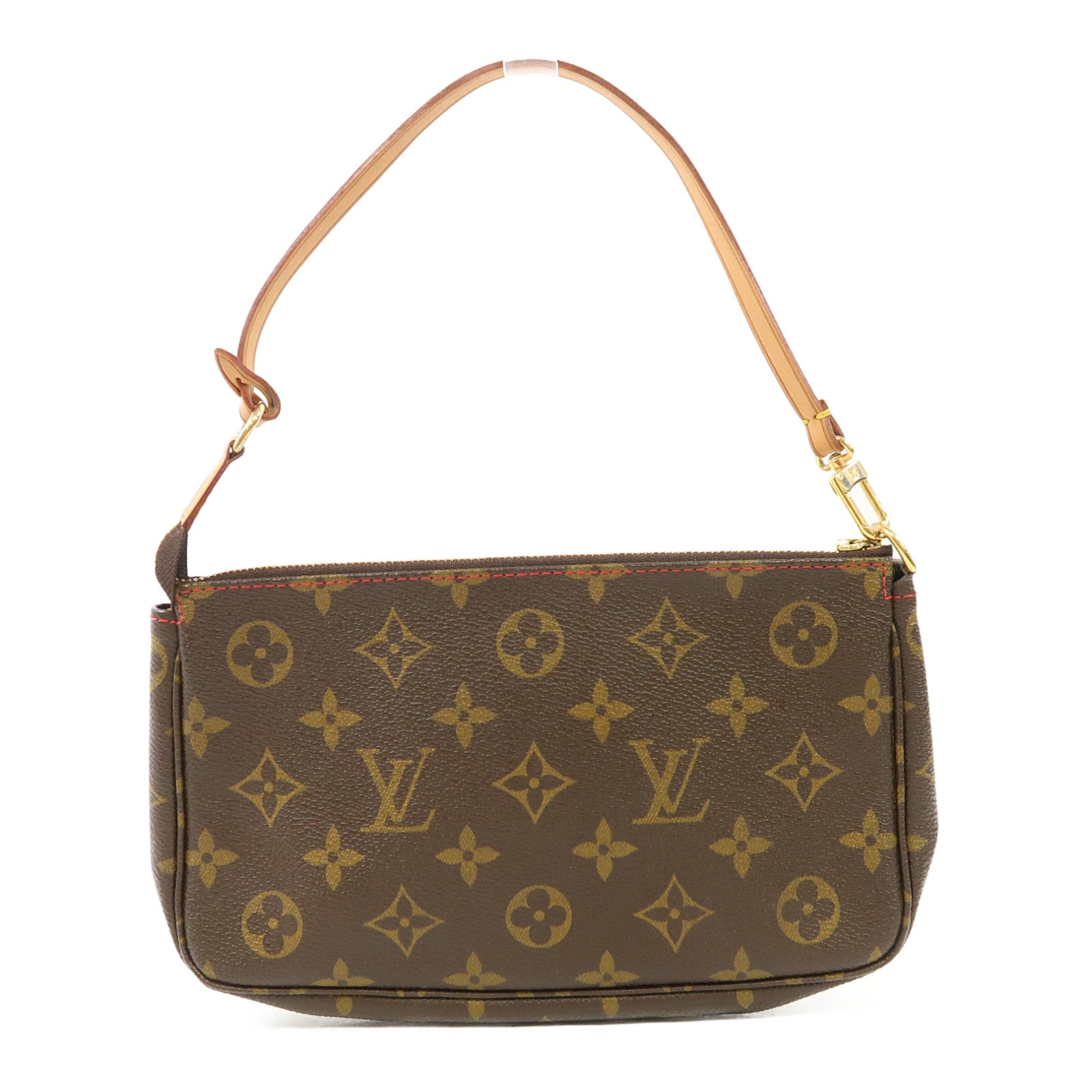 LOUIS VUITTON Monogram Pochette Accessories金扣手拿包啡色