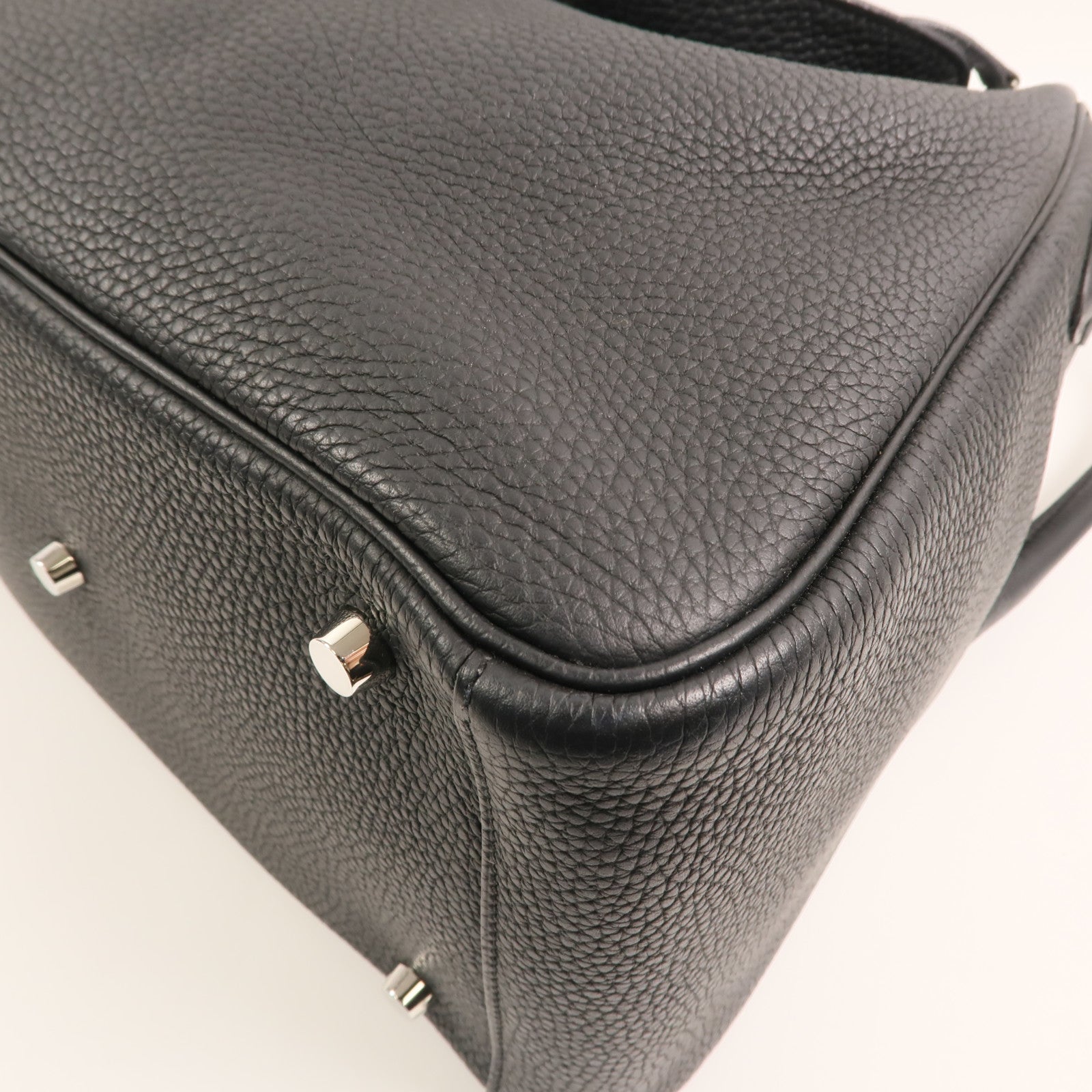 HERMES Clemence皮革Lindy 30銀扣手挽肩背兩用袋Noir