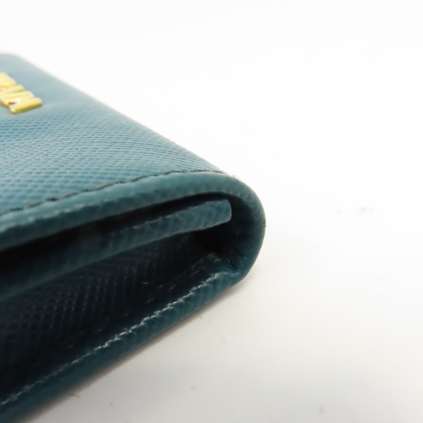 PRADA Saffiano皮革Card Case金扣卡片套綠色