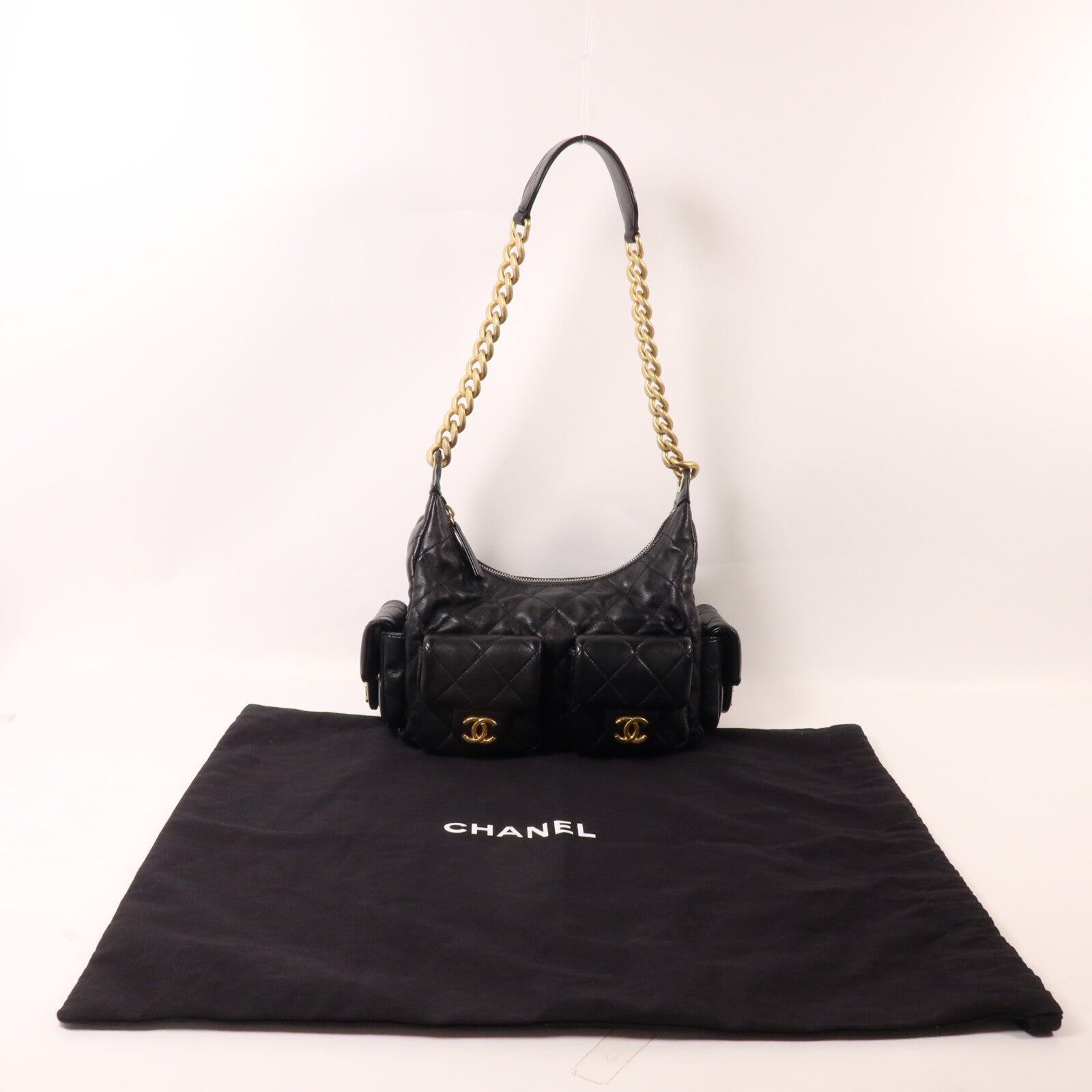 CHANEL 羊皮皮革25C Hobo Bag鏈帶肩背袋